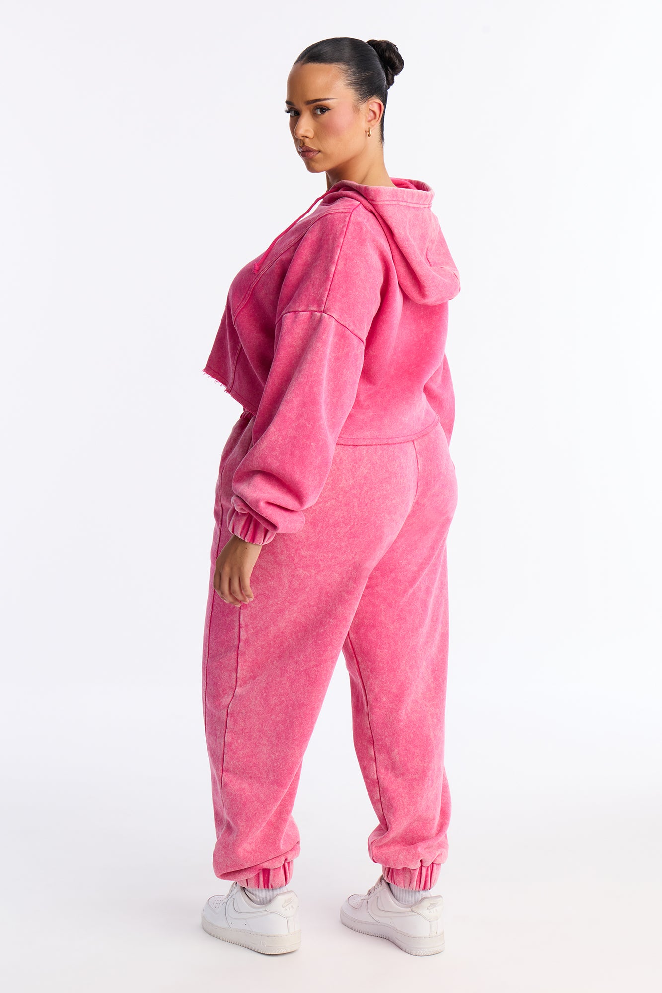 Get Lucky Washed Fleece Jogger Set - Pink