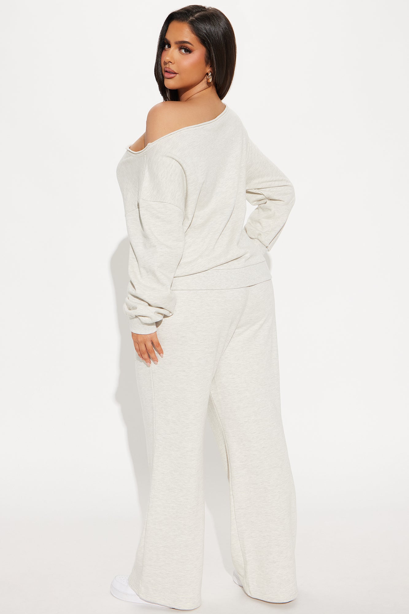 23 Off Shoulder Sweatsuit Set - Oatmeal
