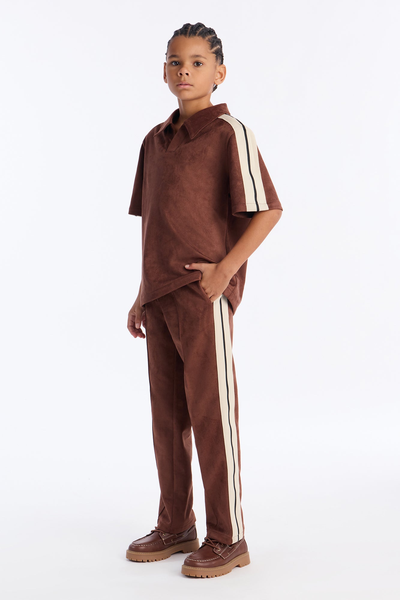 Mini Straight Faux Suede Pant - Brown
