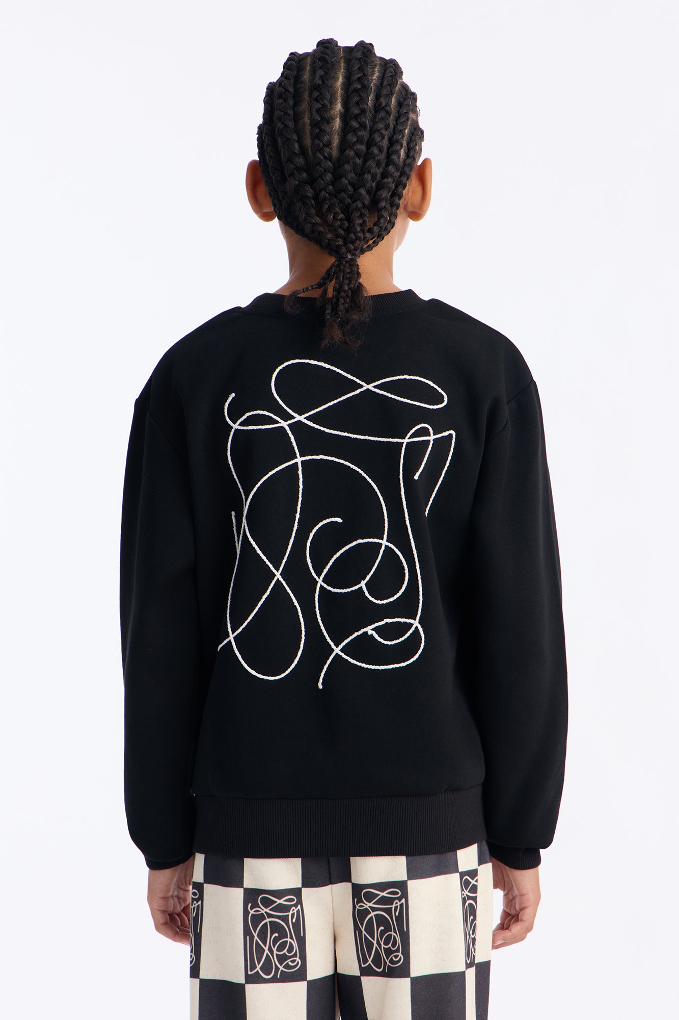 Mini Checkered Crewneck Sweatshirt - Black