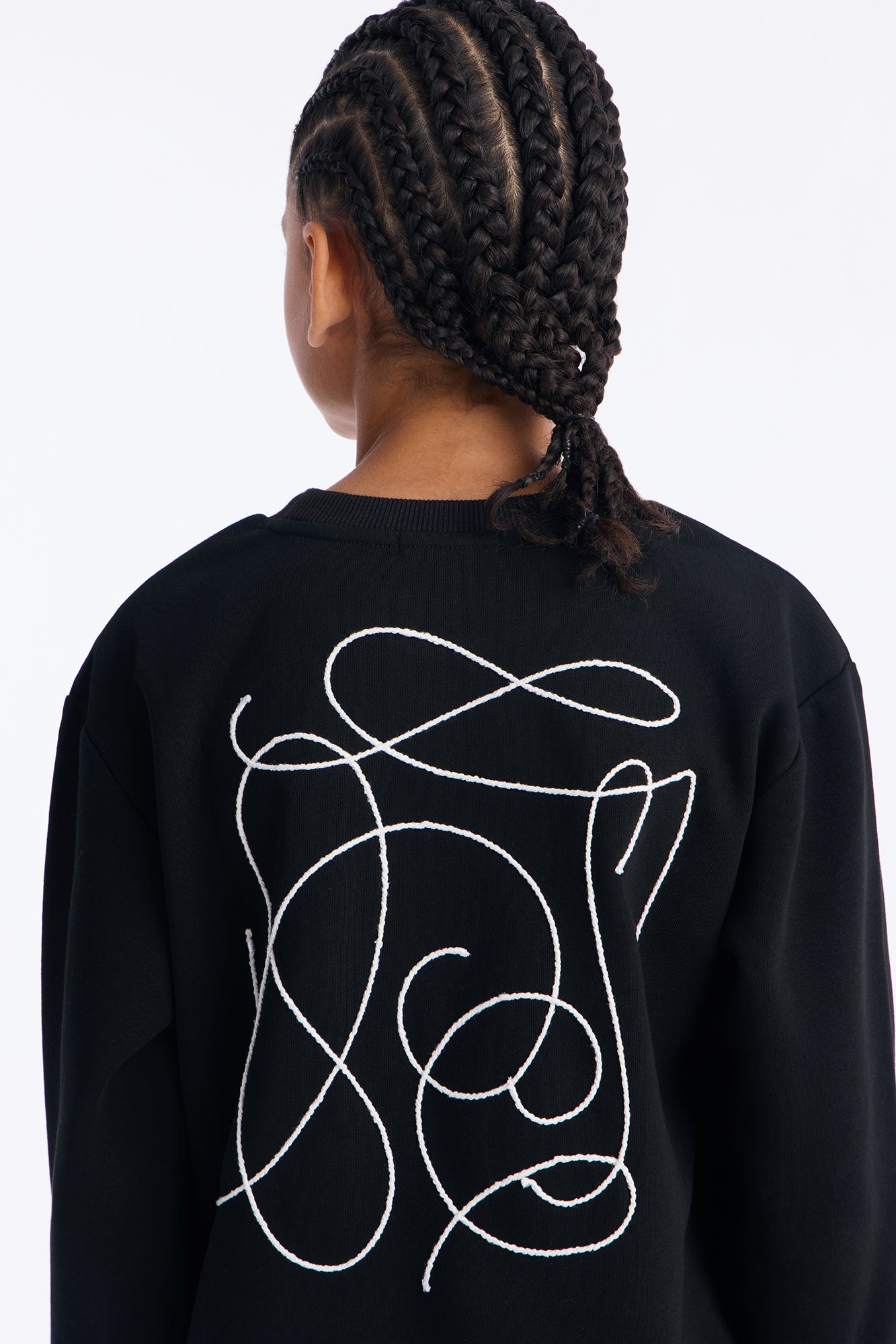 Mini Checkered Crewneck Sweatshirt - Black