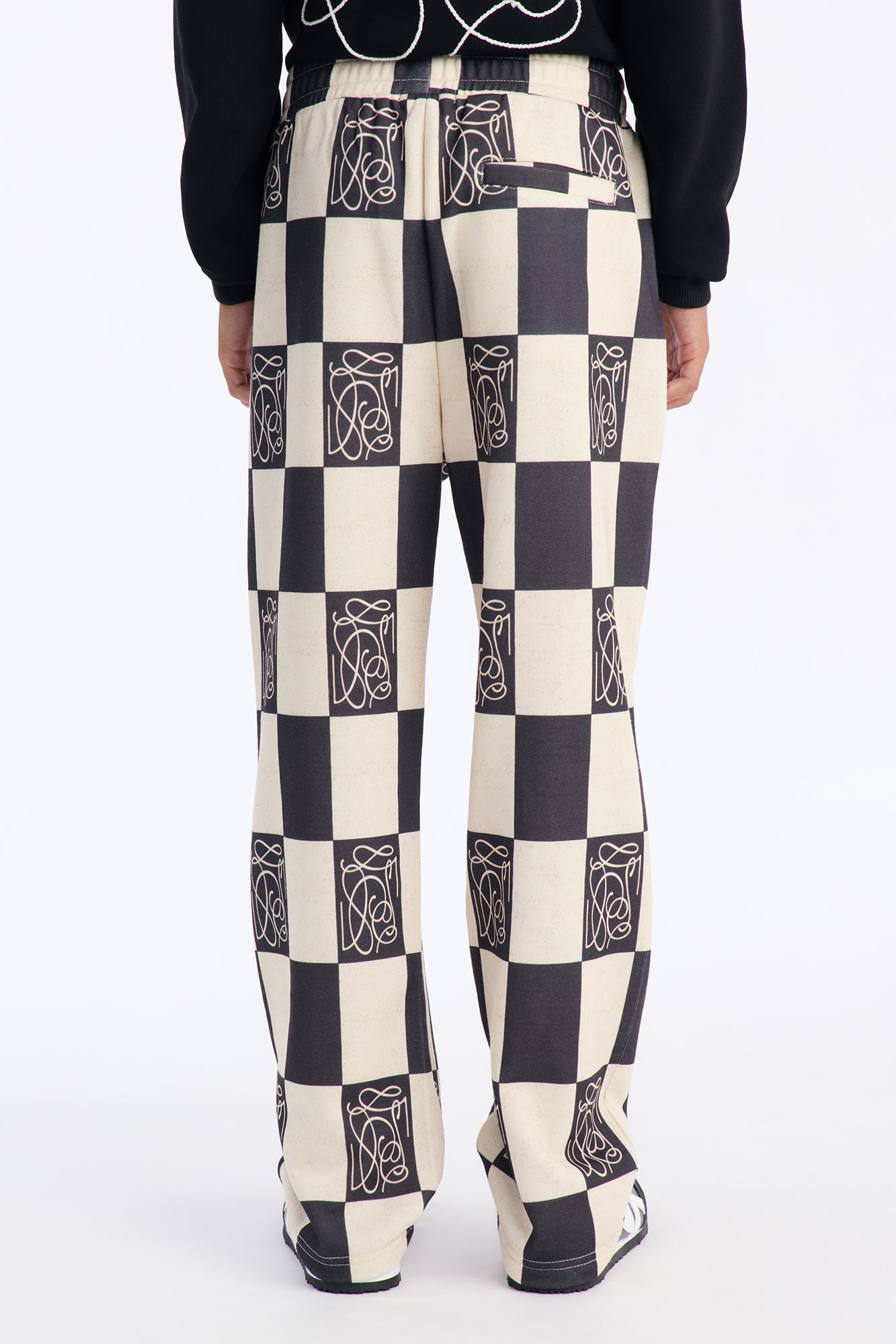 Mini Checkered Straight Sweatpants - Black