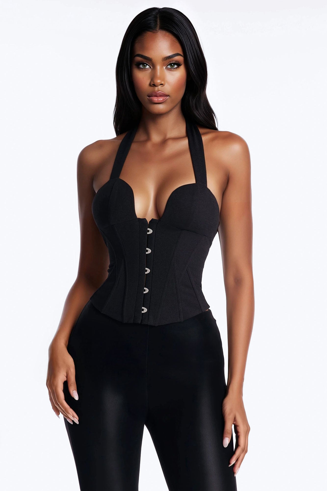 Hottest Lover Girl Sleeveless Corset Top - Black