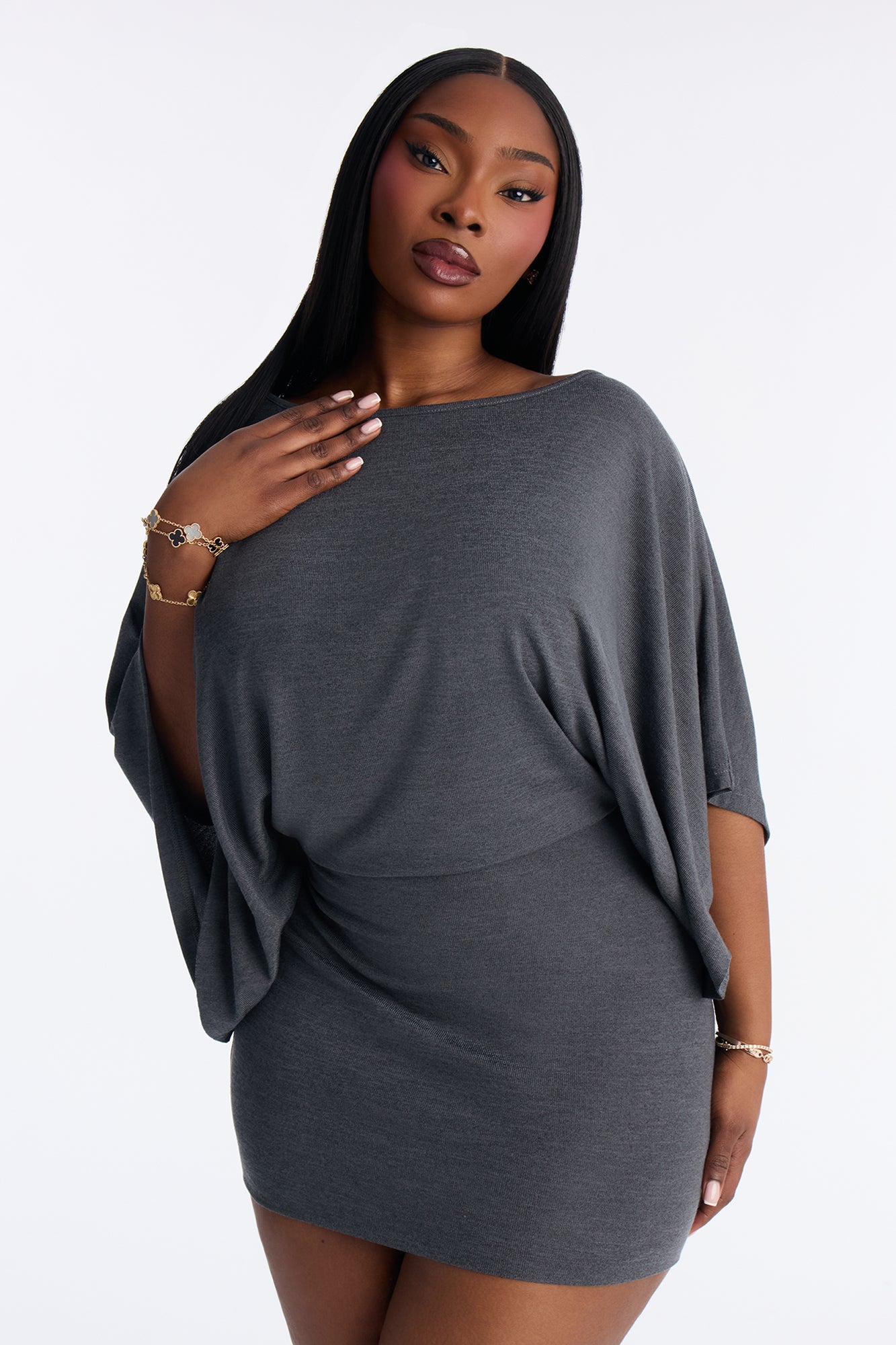 Aniyah Cotton Micro Mini Dress - Charcoal