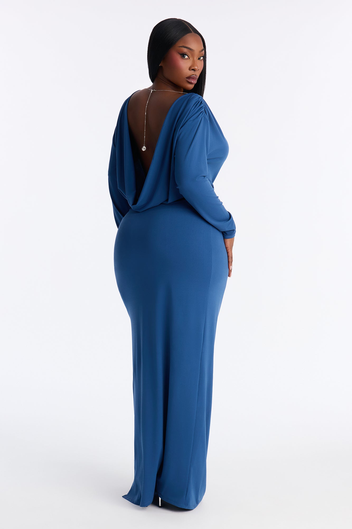 Midnight Vixen Draped Maxi Dress - Navy