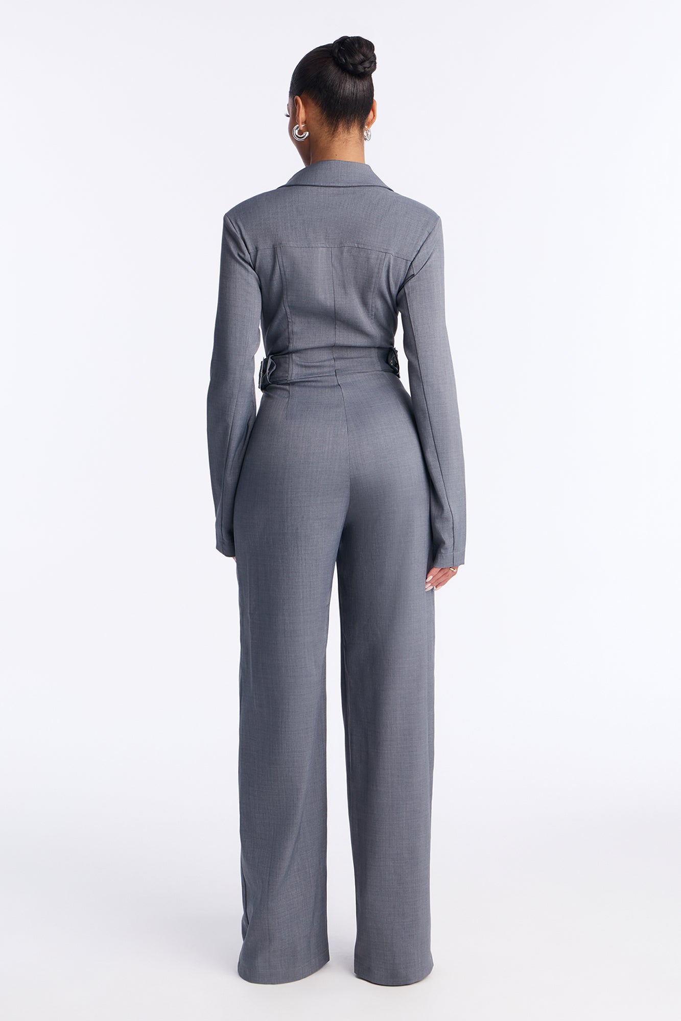 Professional Vibes Wide Leg Jumpsuit - Charcoal