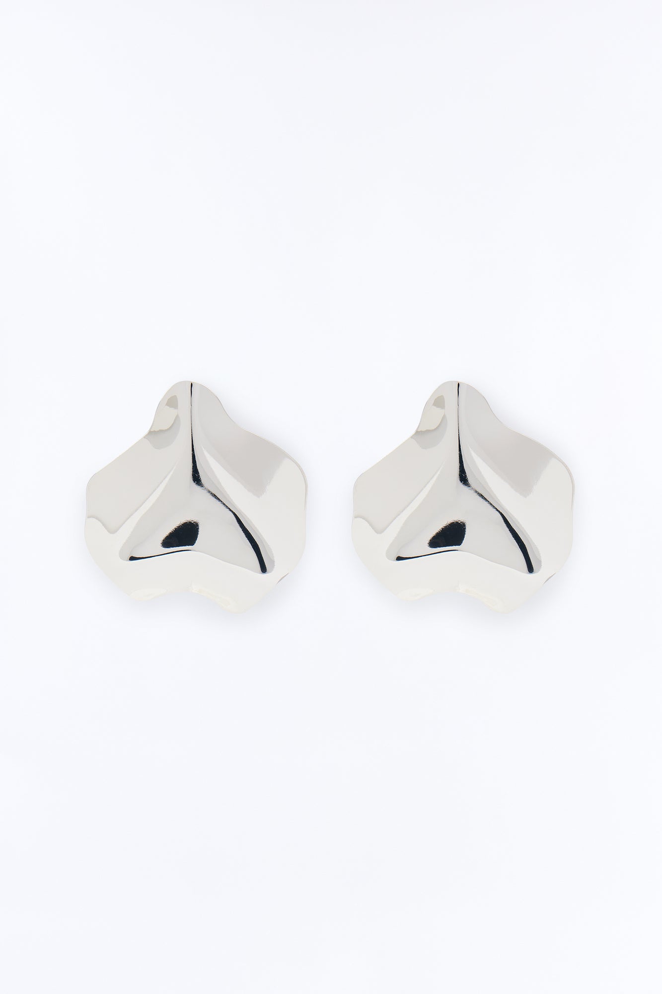 Golden Foil Flakes Earrings - Silver