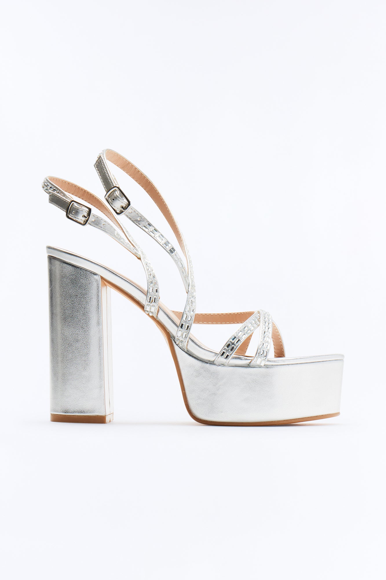 Nalu Strap Platform Heels - Silver