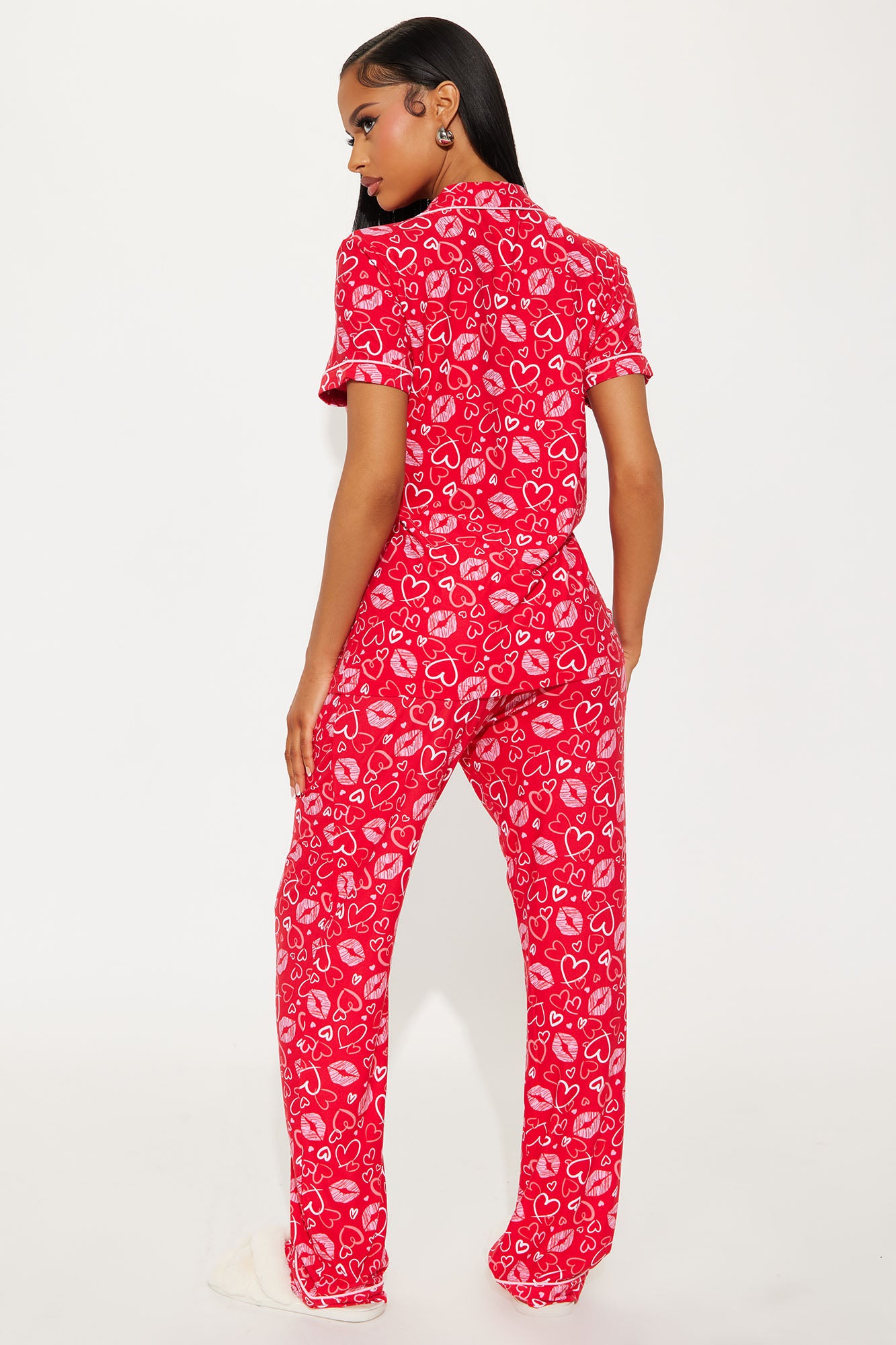 More Kisses PJ Pant Set - Red/combo