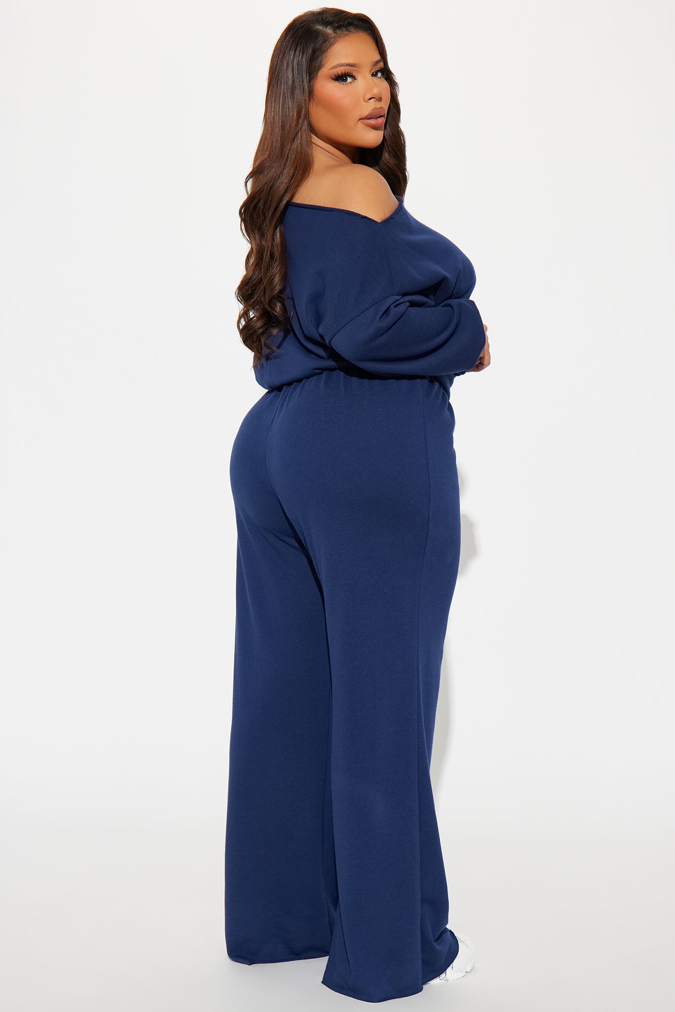 Robyn Off Shoulder Pant Set - Navy