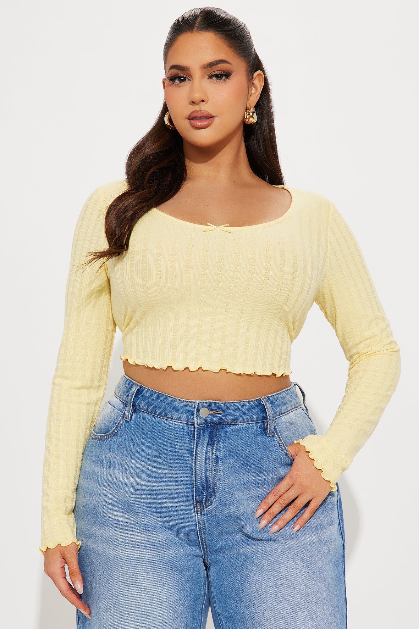 I Heart You Long Sleeve Top - Butter Yellow