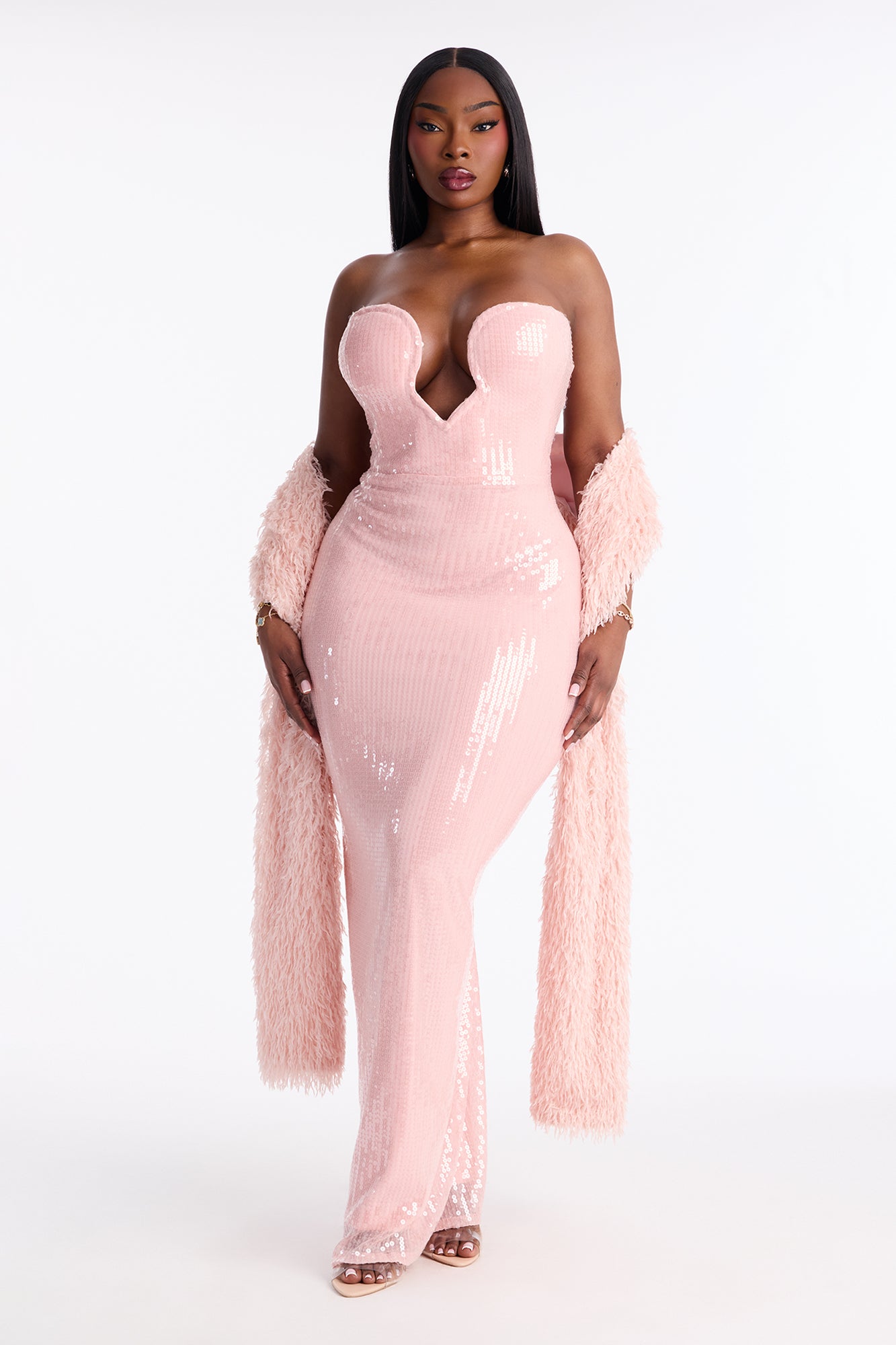 Crystal Crush 2 Piece Sequin Gown Set - Pink