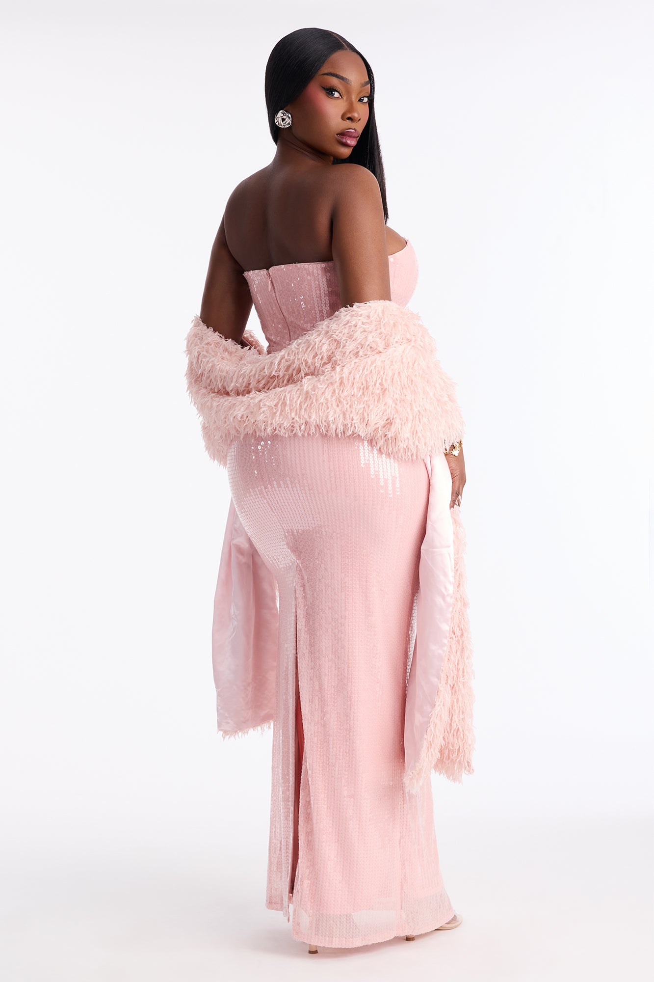 Crystal Crush 2 Piece Sequin Gown Set - Pink