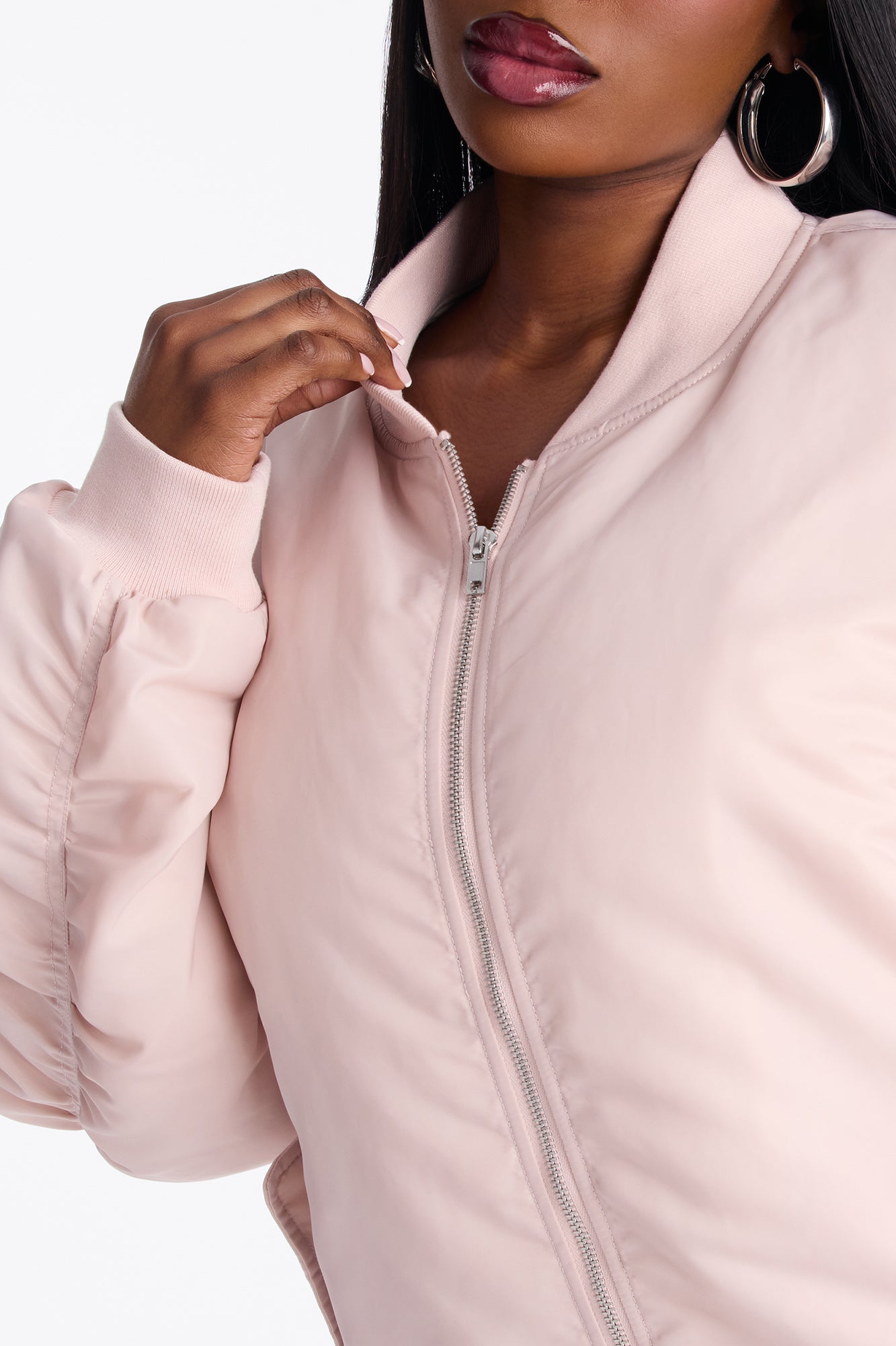 Bet On It Nylon Oversized Bomber Jacket - Pink