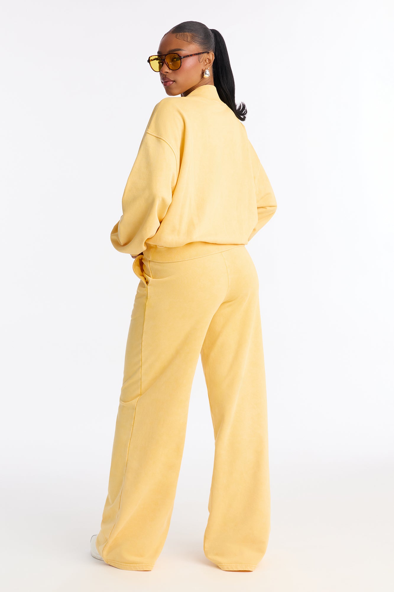 Angelica Washed French Terry Pant Set - Yellow