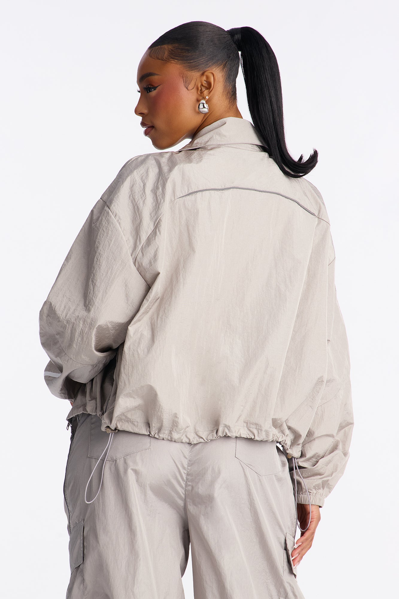 Life Of Leisure Windbreaker Funnel Neck Jacket - Grey