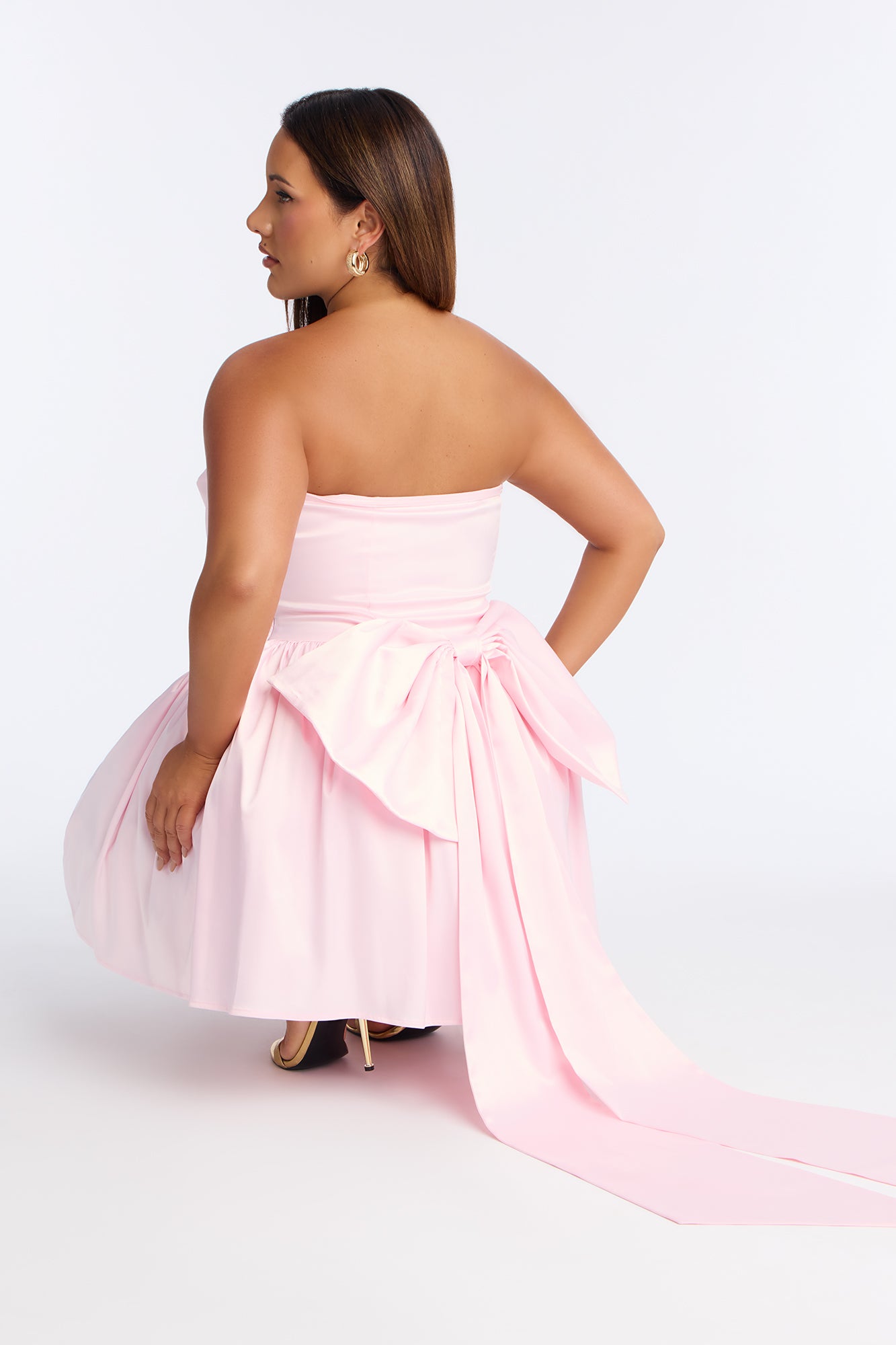 Livia Bow Satin Mini Dress - Pink