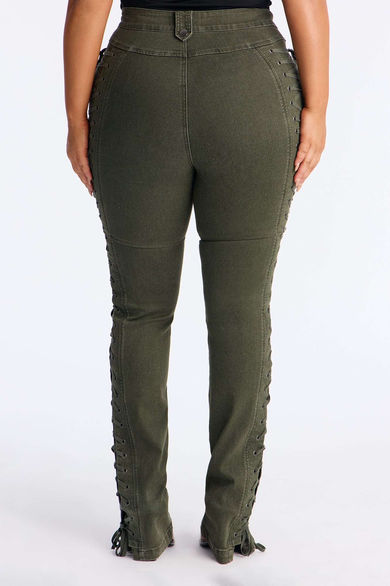 Tall After Hours Lace Up Flare Pant 36″ - Olive