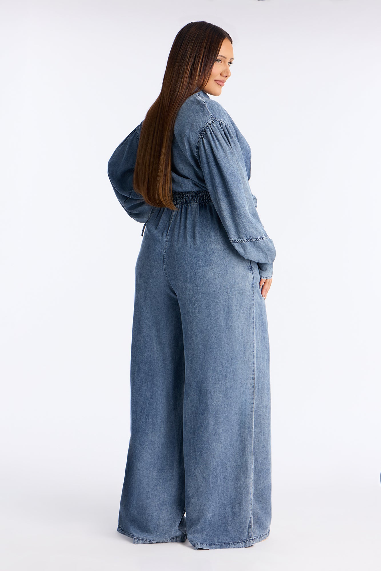 Full Effect Chambray Jumpsuit - Medium Wash
