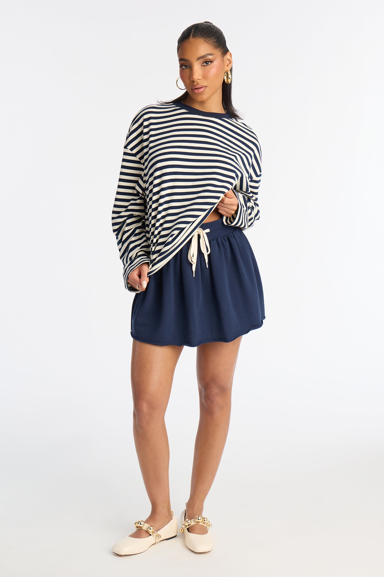 Gabby French Terry Micro Mini Skirt - Navy