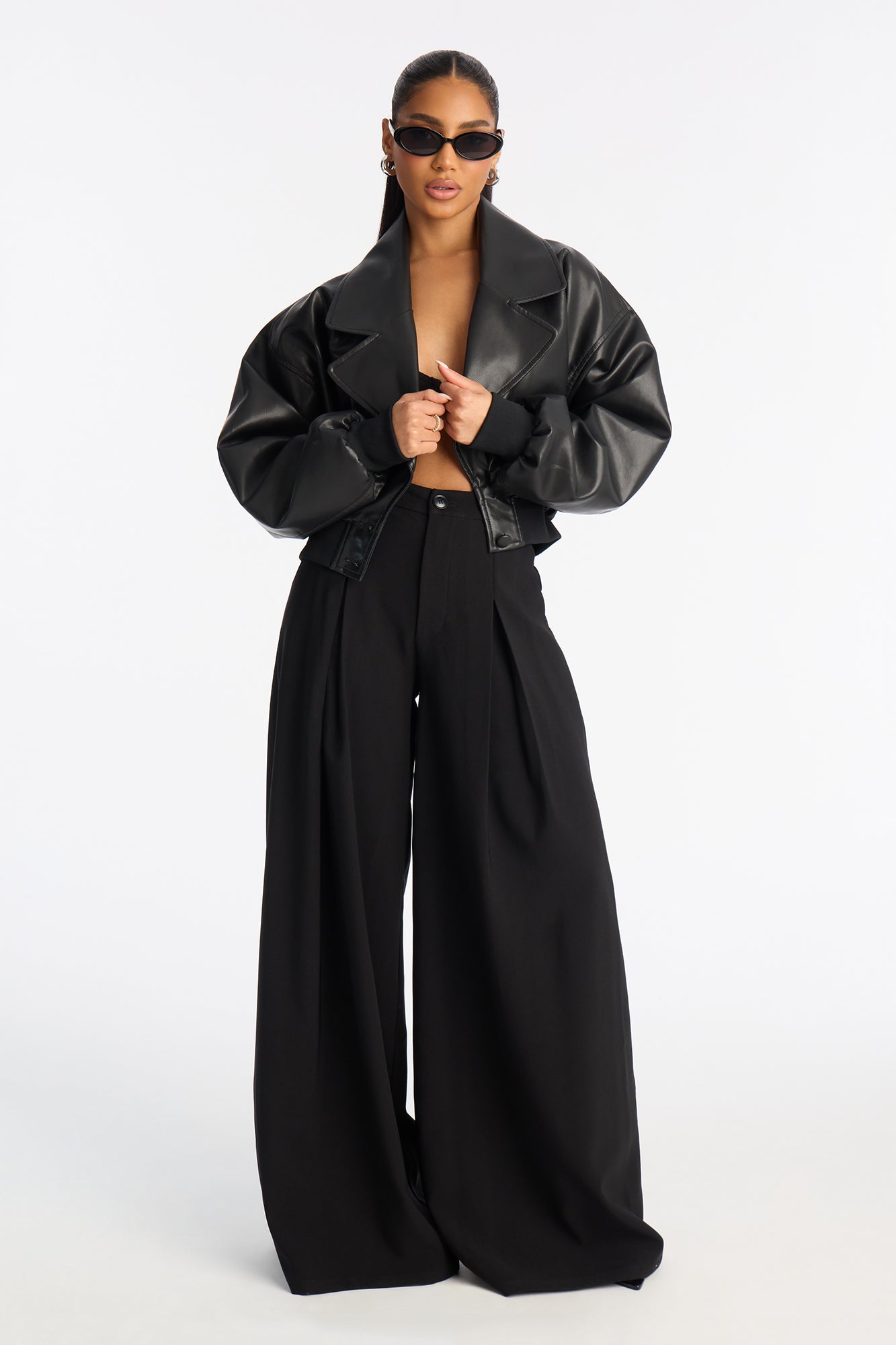 Karianna Crepe Woven Wide Leg Pant 33 - Black