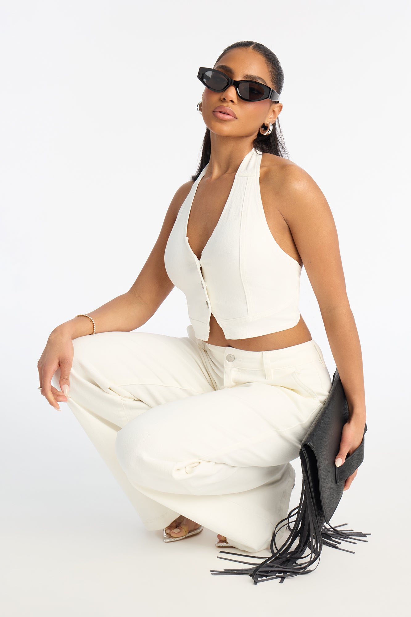 Delusional Drop Waist Jeans - White