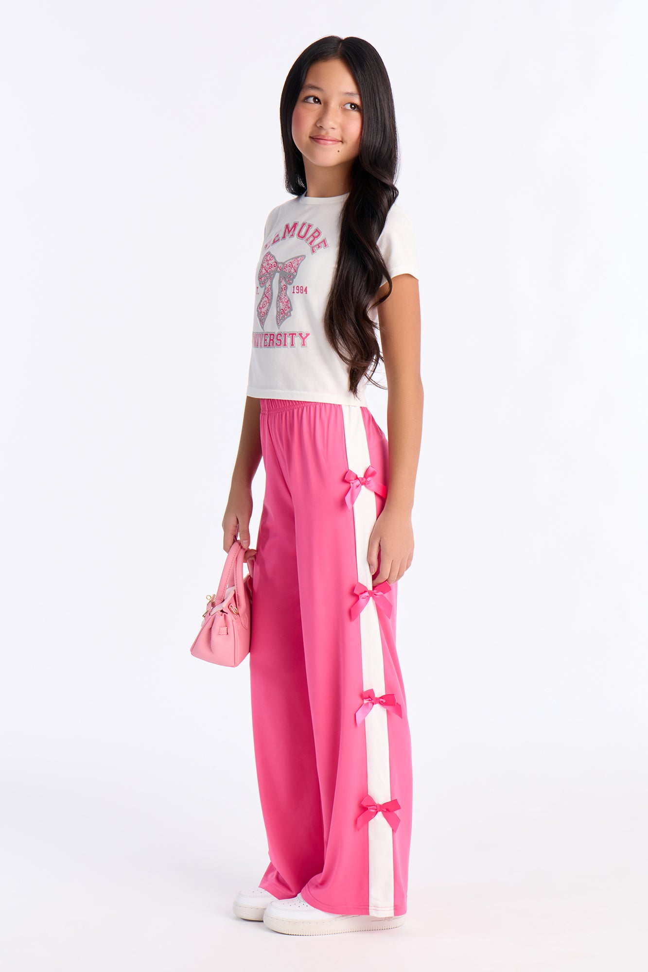 Mini Demure University Pant Set - Pink/combo