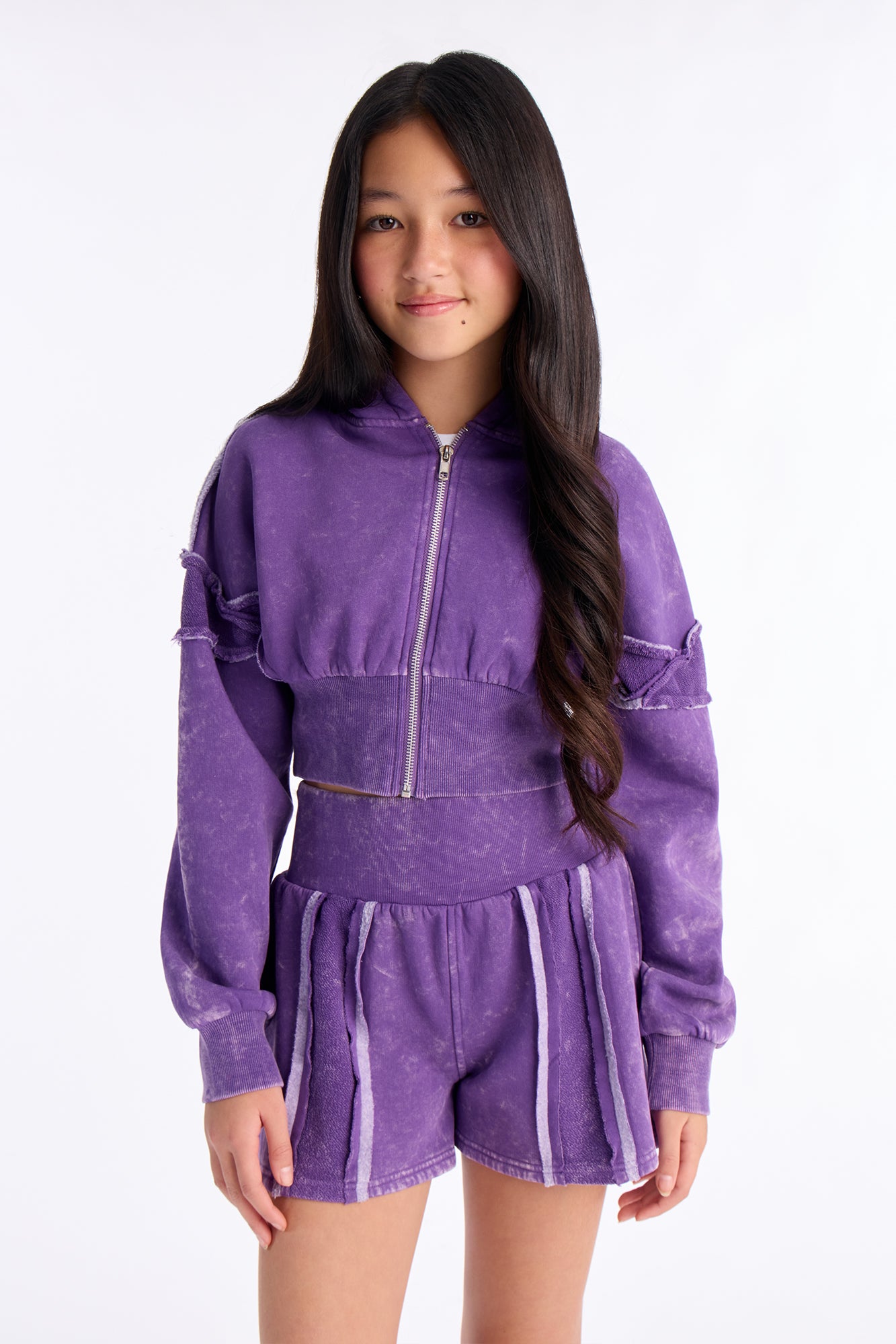 Mini Kamaya Washed Fleece Short Set - Purple