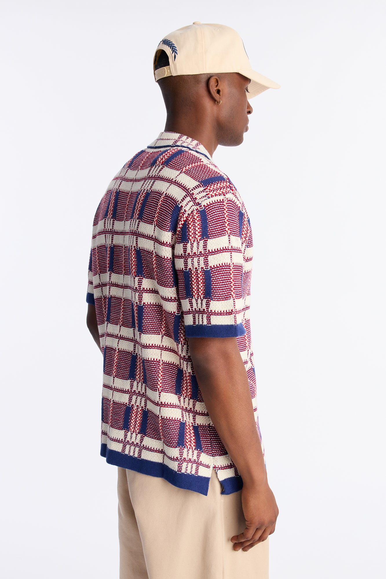 Crosshatch Closed Collar Button Up Shirt - Red