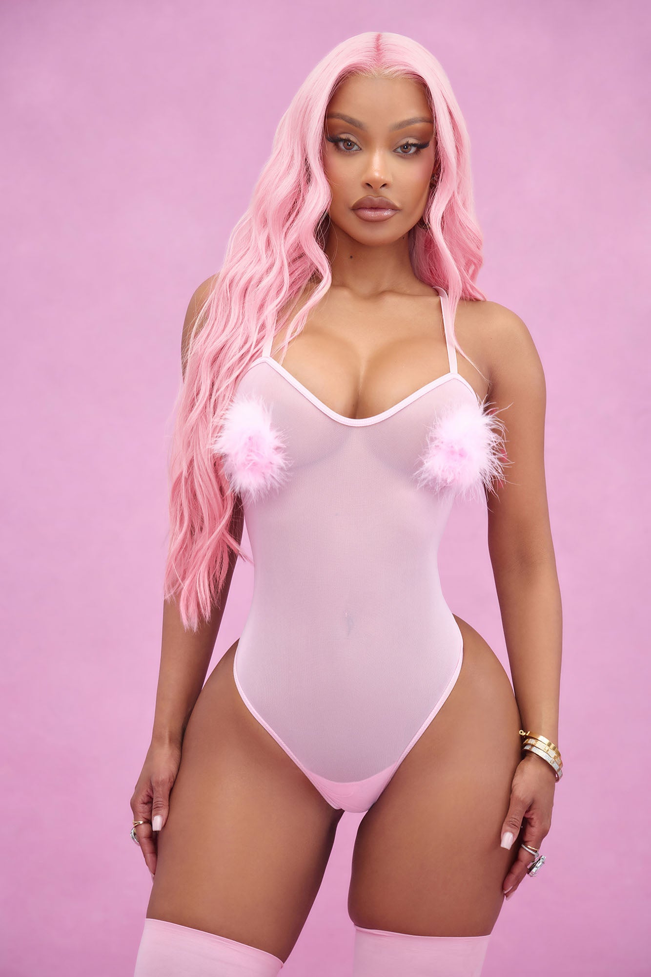 Keisha Feather Fluff Teddy - Pink