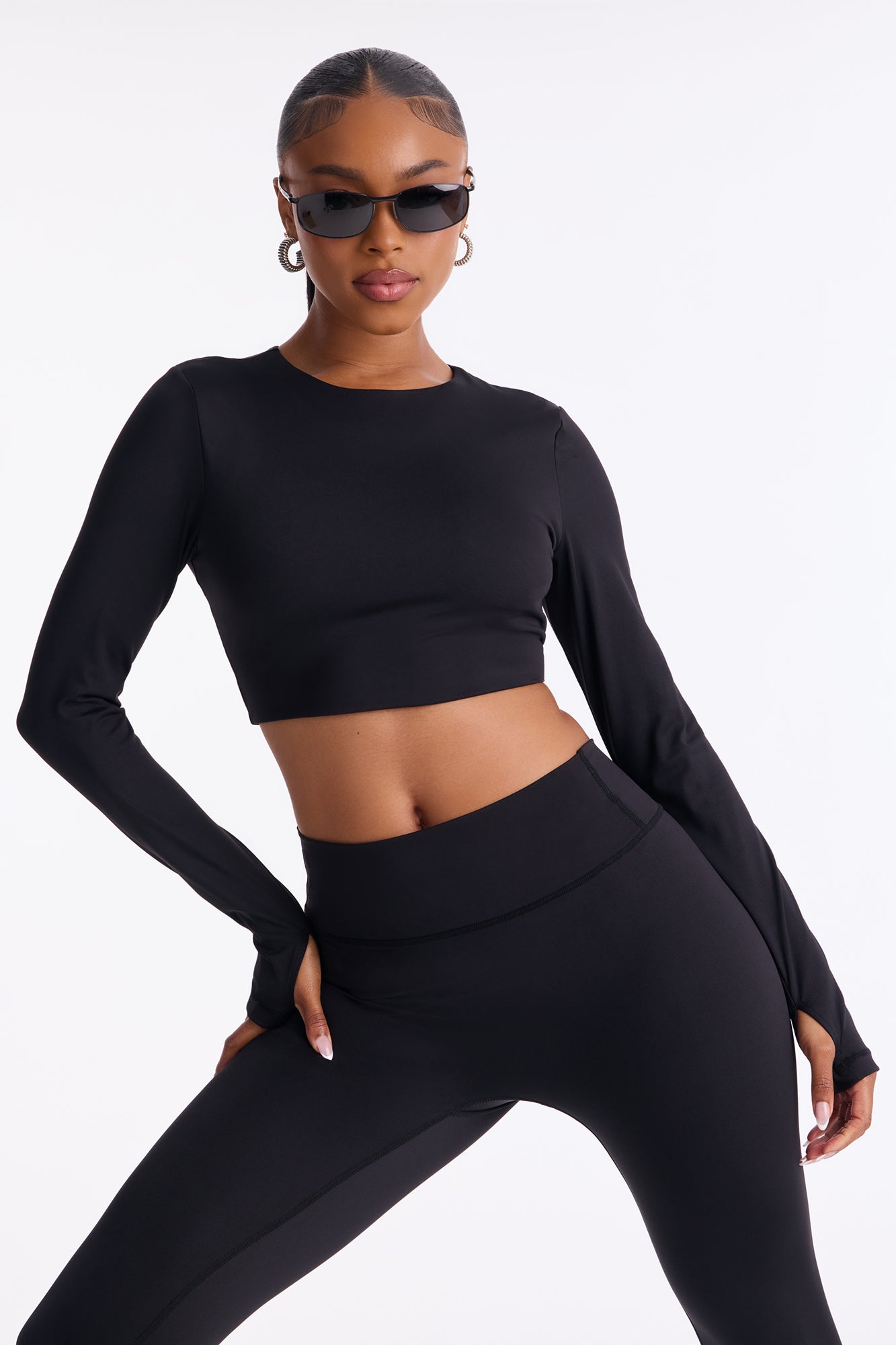 Sasha Open Back Ruched Legging Set - Black