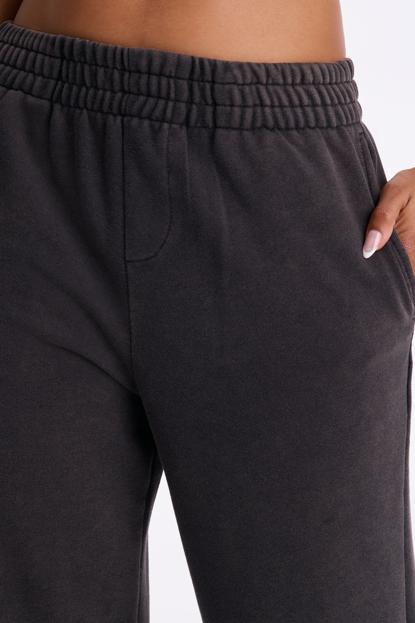 Jesly Fleece Washed Pants - Charcoal