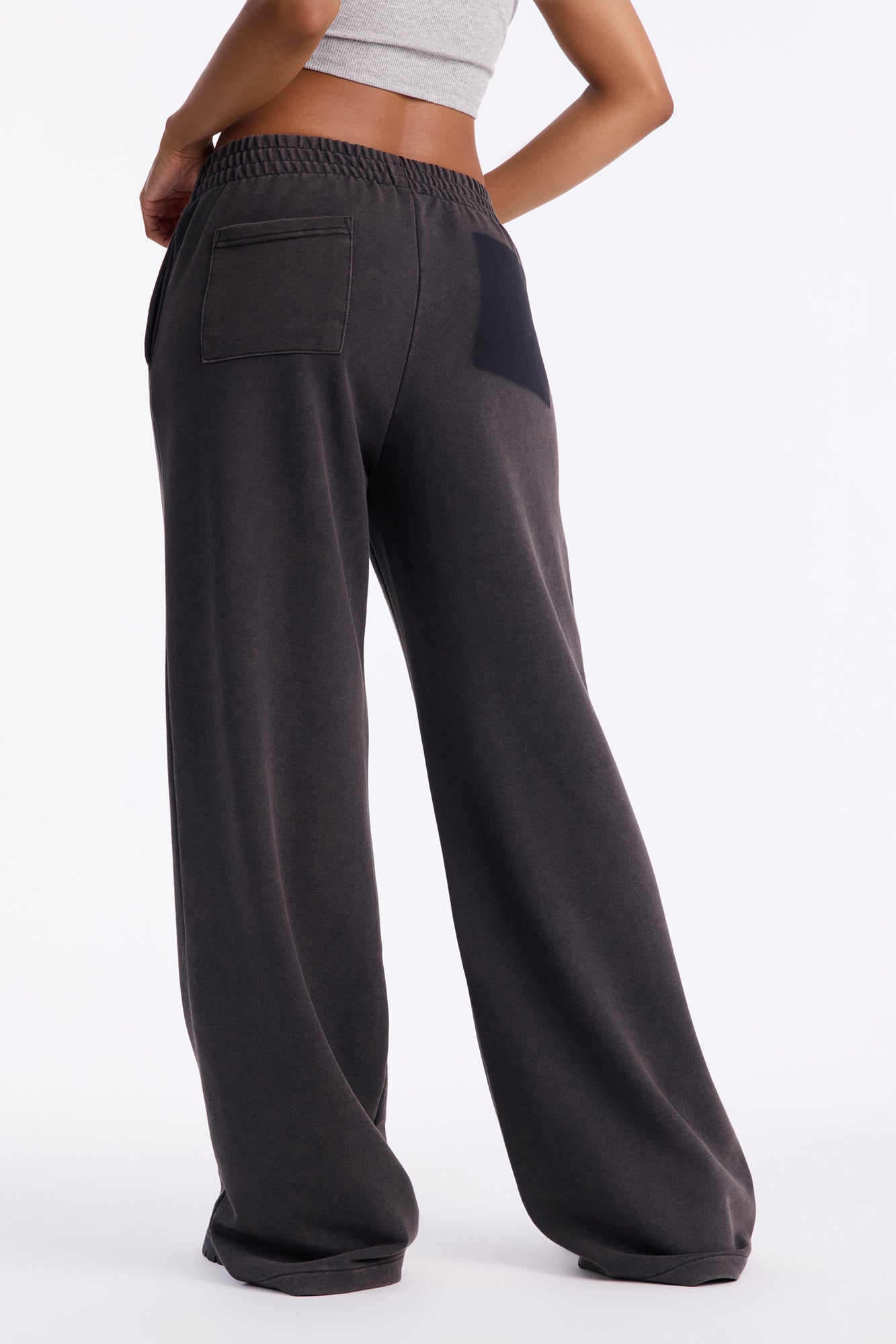 Jesly Fleece Washed Pants - Charcoal
