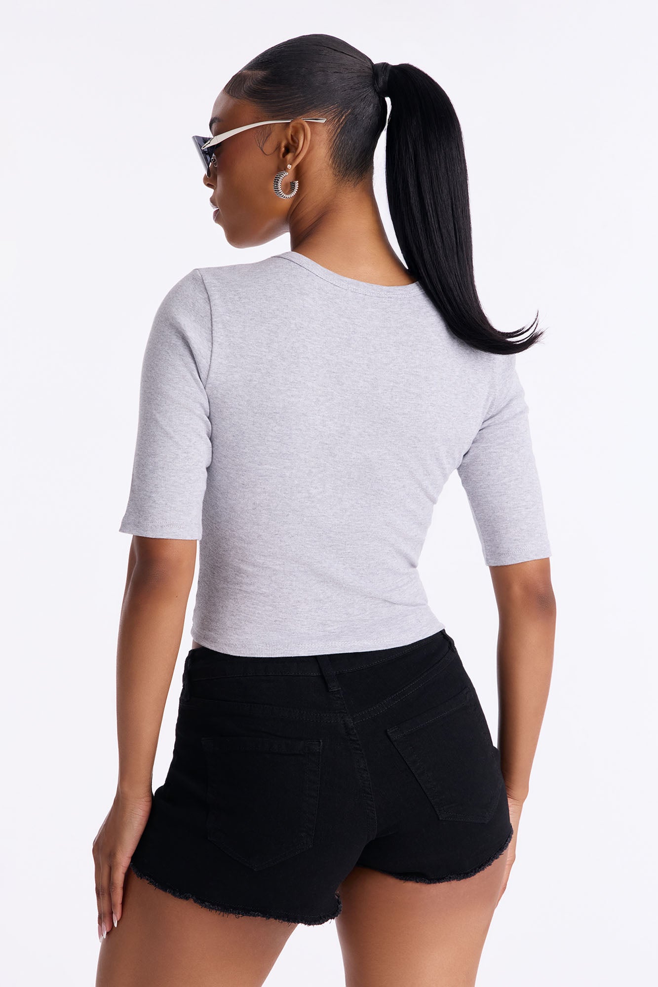 Sable Crew Neck Short Sleeve Top - Heather Grey