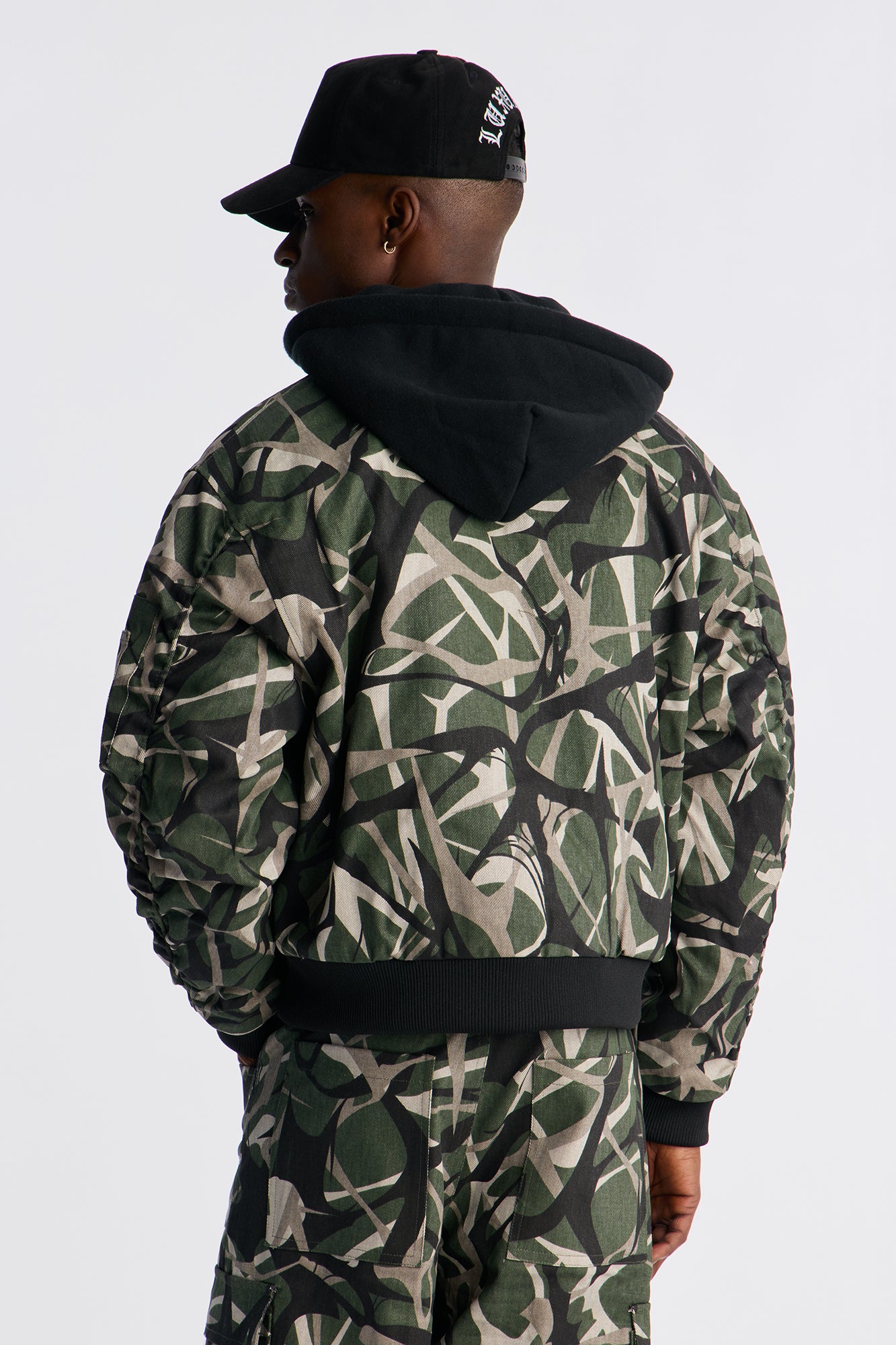 Hooded Edge Abstract Camo Bomber Jacket - Camouflage