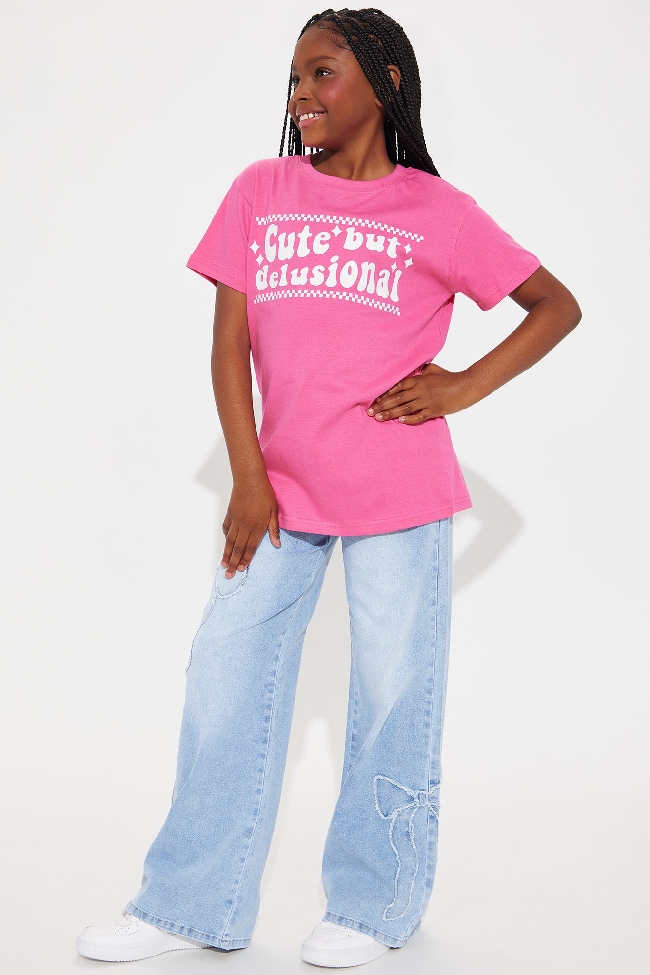 Mini Avery Bow Applique Jeans - Light Wash