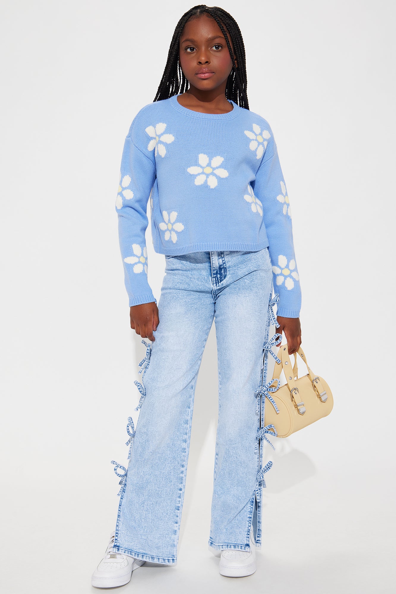 Mini Fiona Bow Jeans - Light Blue Wash