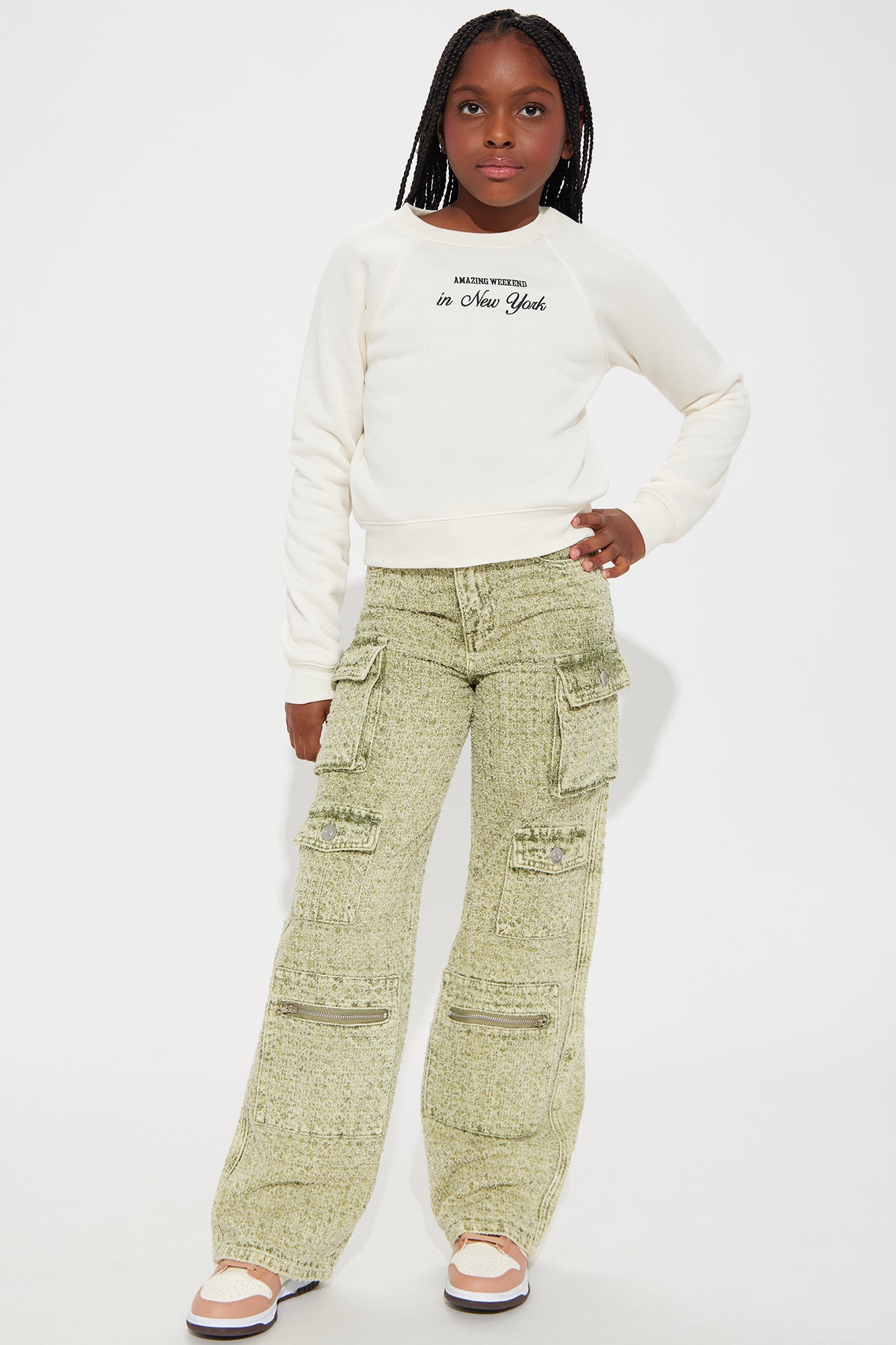 Mini Lily Boucle Cargo Pant - Sage