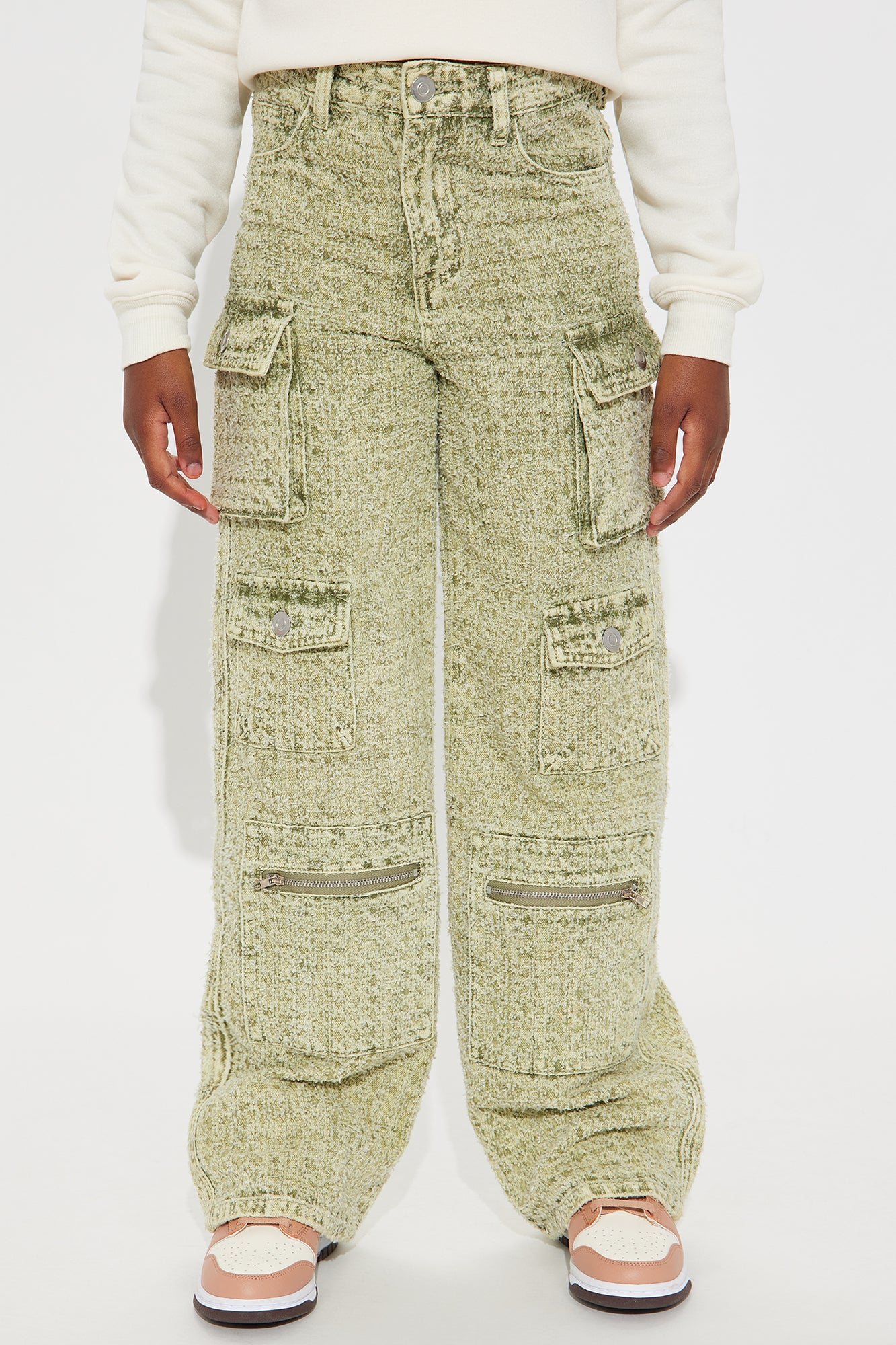 Mini Lily Boucle Cargo Pant - Sage