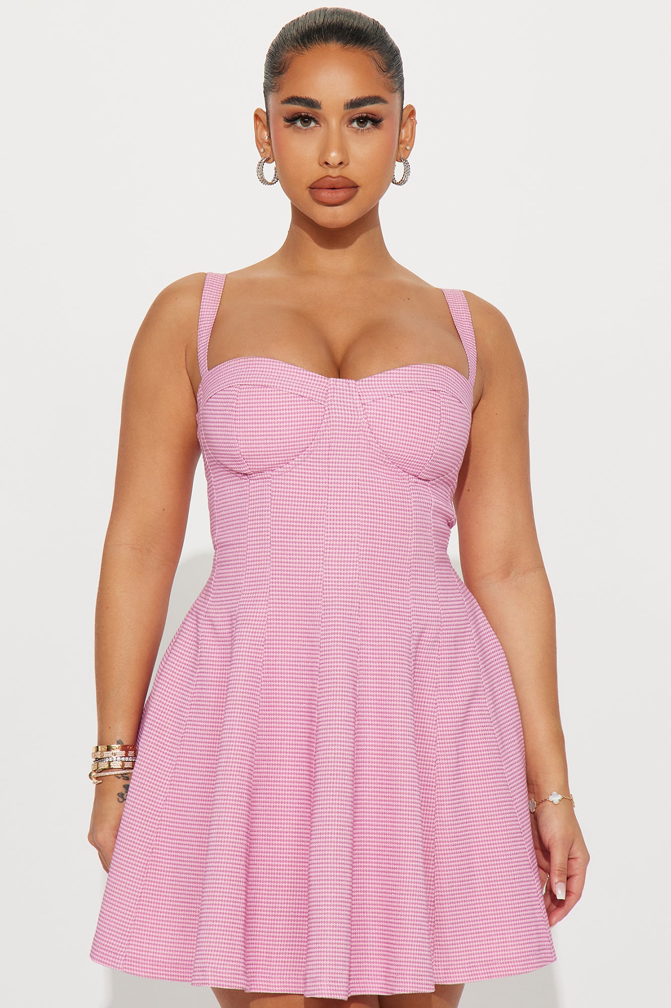 Anna Tweed Mini Dress - Pink