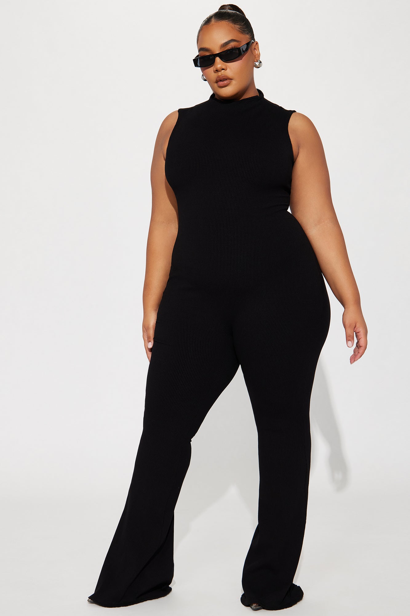 Amber Snatched Flare Jumpsuit - Black