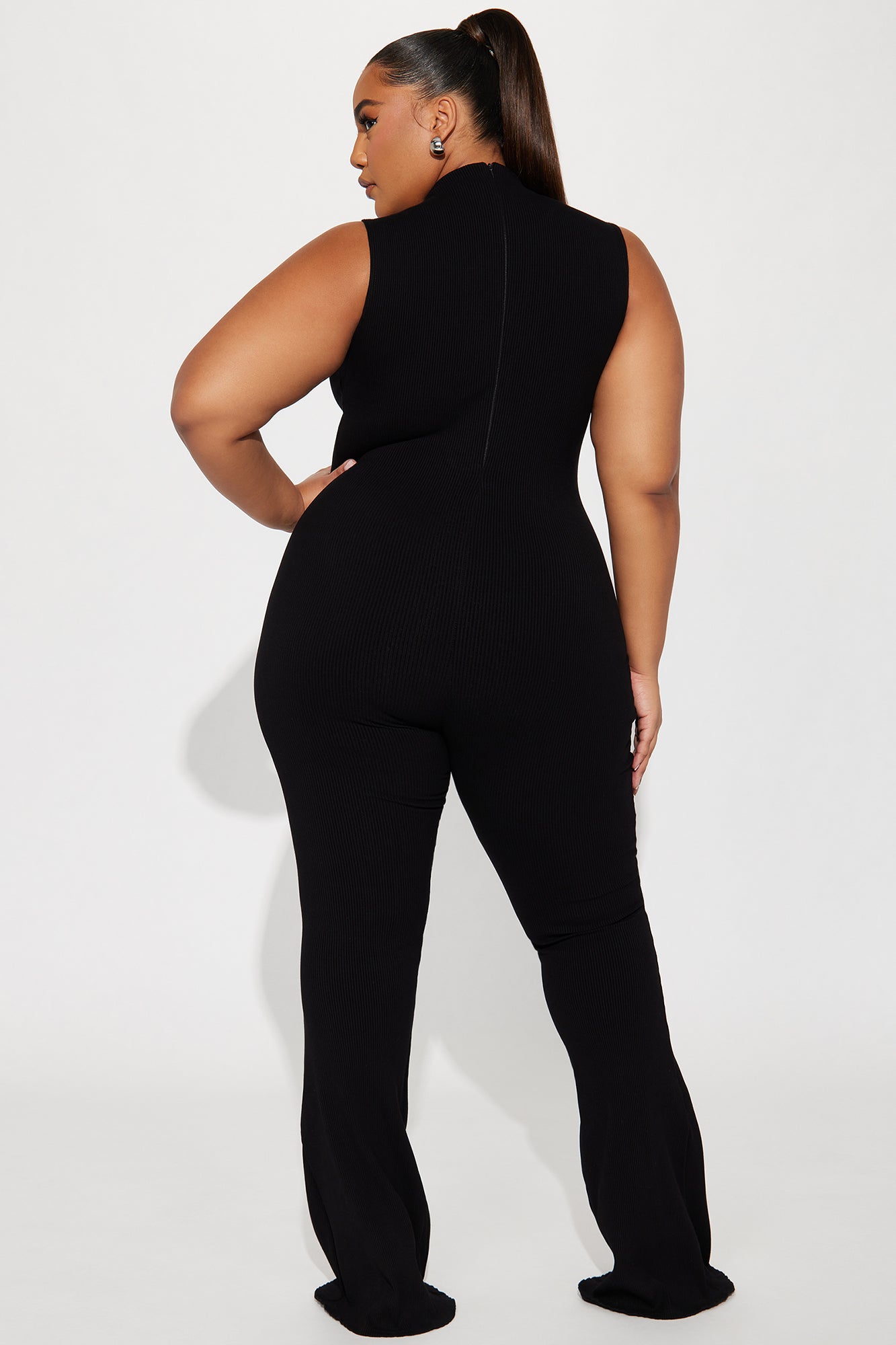 Amber Snatched Flare Jumpsuit - Black