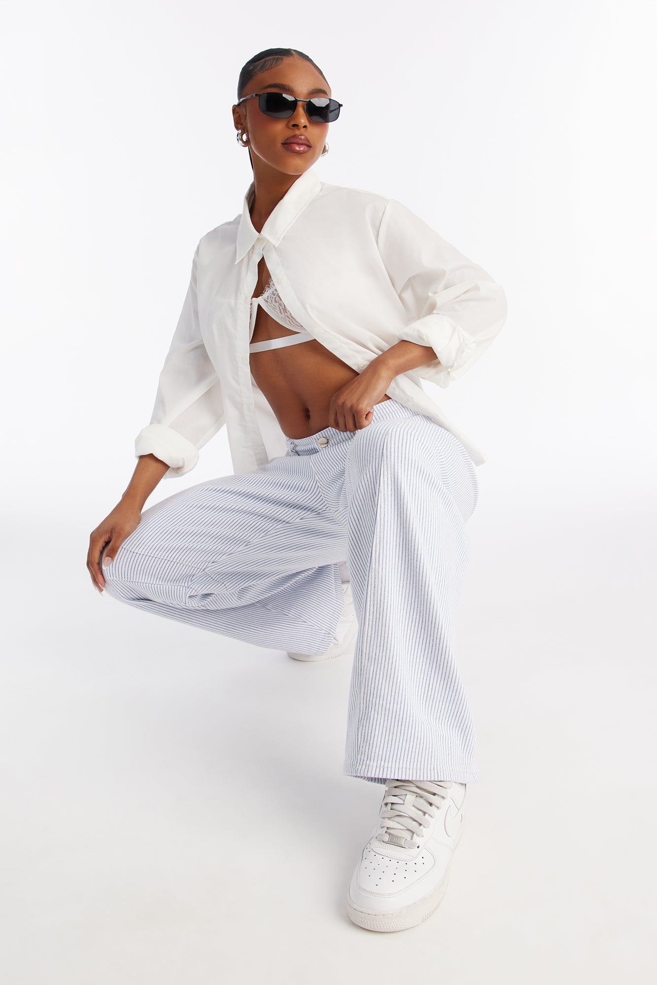 On Shore Hickory Striped Jeans - White/combo