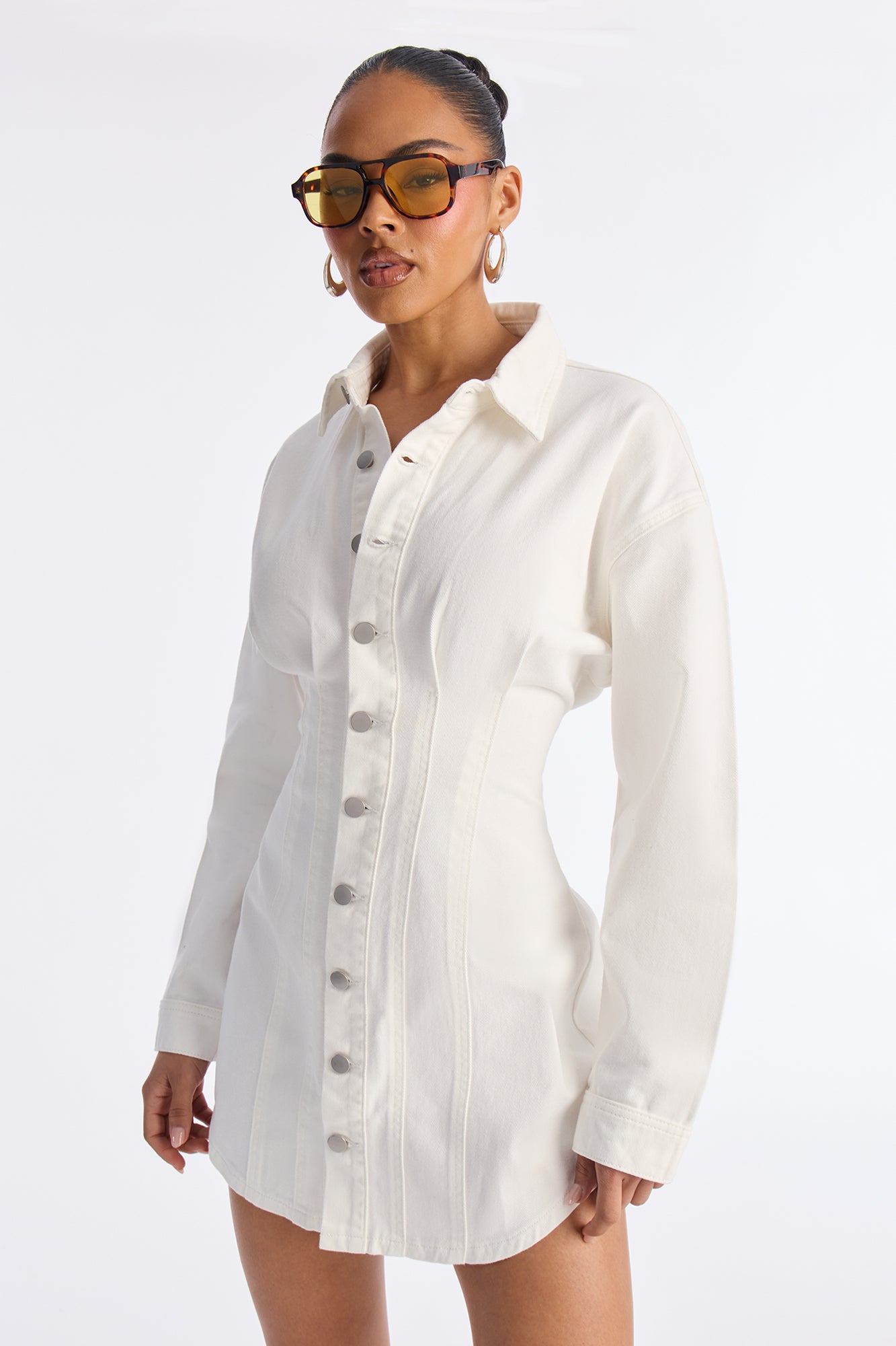 Alessandra Denim Mini Dress - White