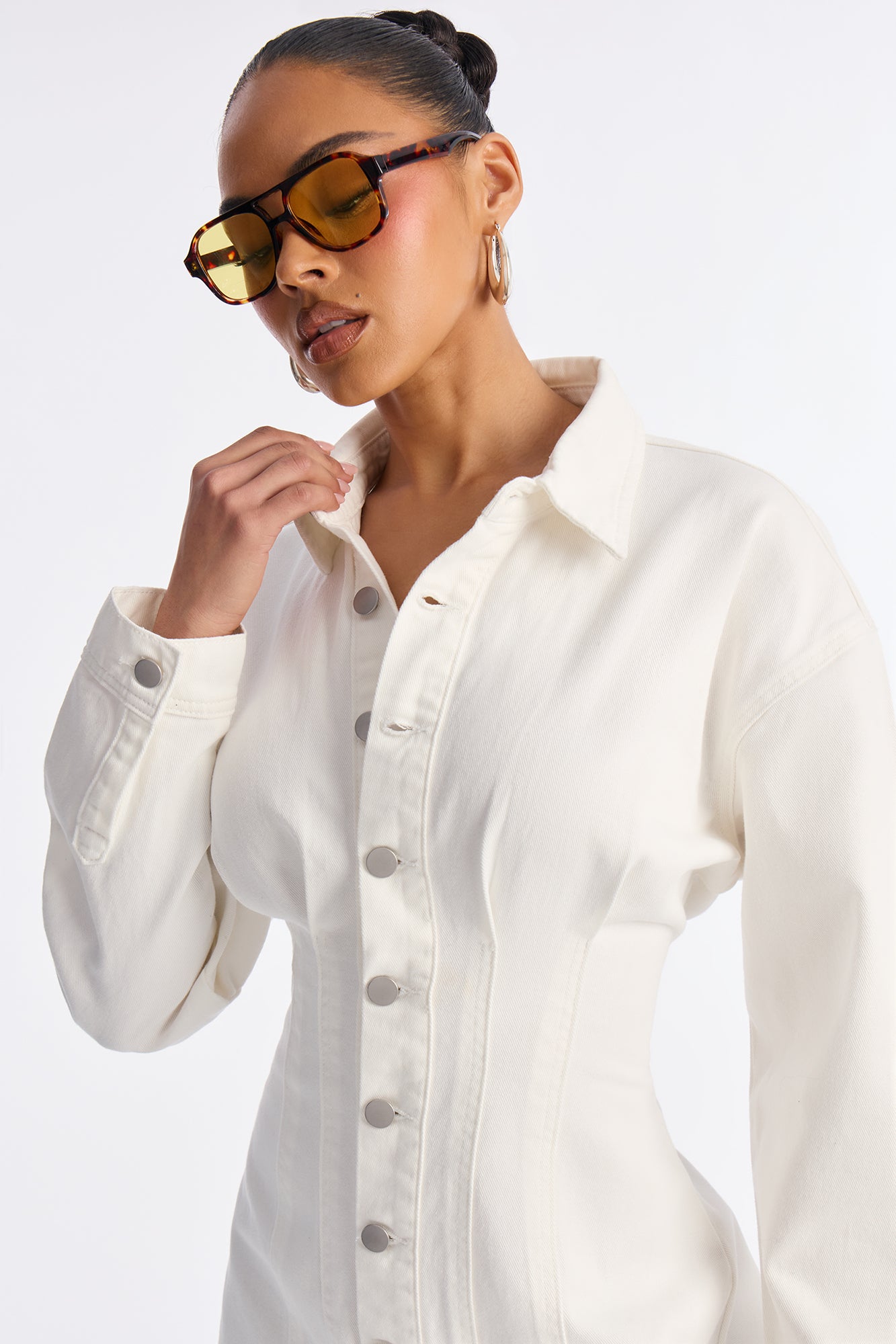 Alessandra Denim Mini Dress - White