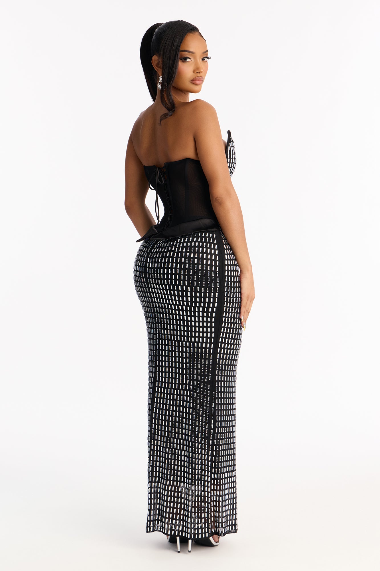 Sapphira Rhinestone Gown - Black