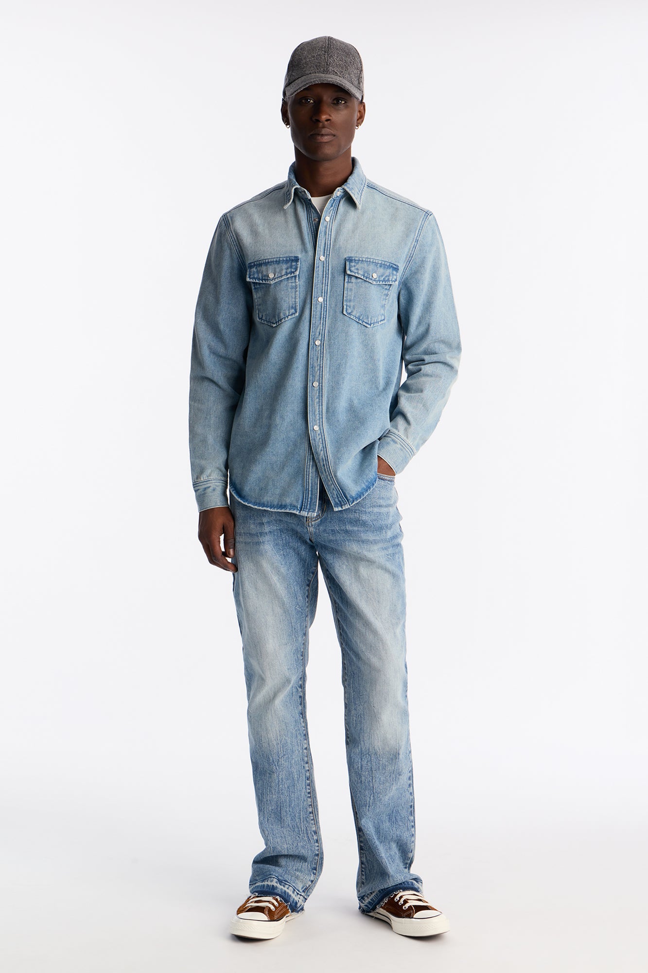 Stacked Skinny Flare Vault Jean - Light Blue Wash