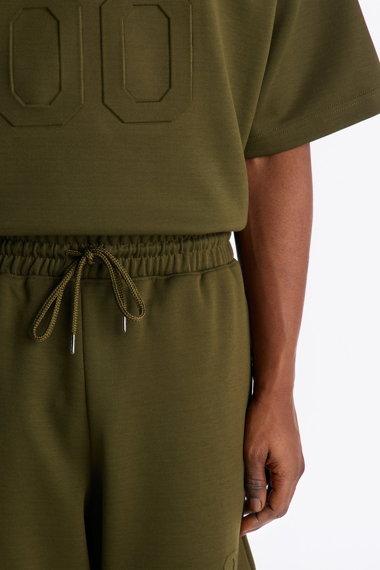 Structured Fleece Embossed Cargo Joggers - Olive