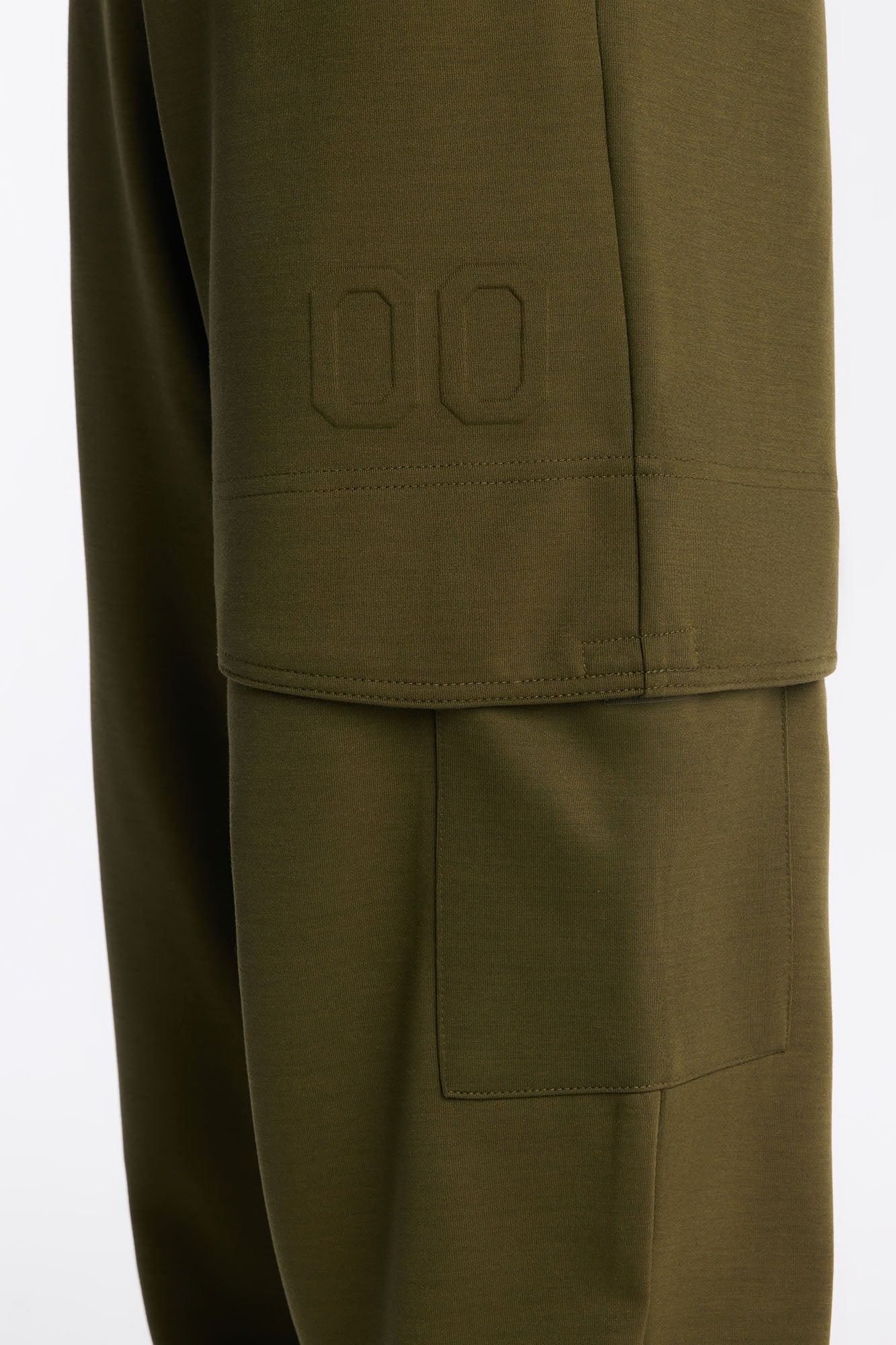 Structured Fleece Embossed Cargo Joggers - Olive