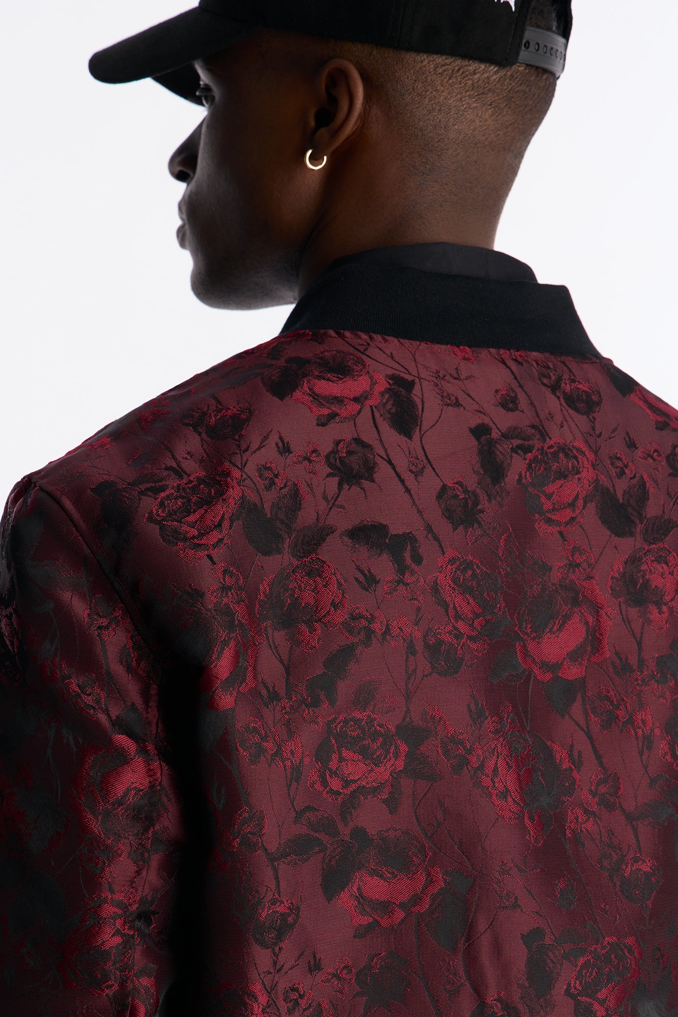 Rose Mirage Bomber Jacket - Burgundy